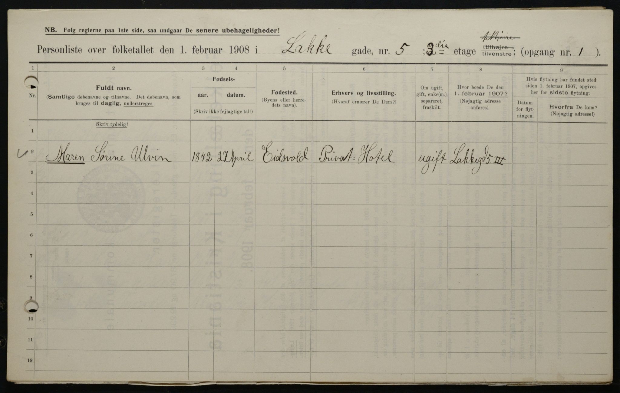 OBA, Municipal Census 1908 for Kristiania, 1908, p. 49592