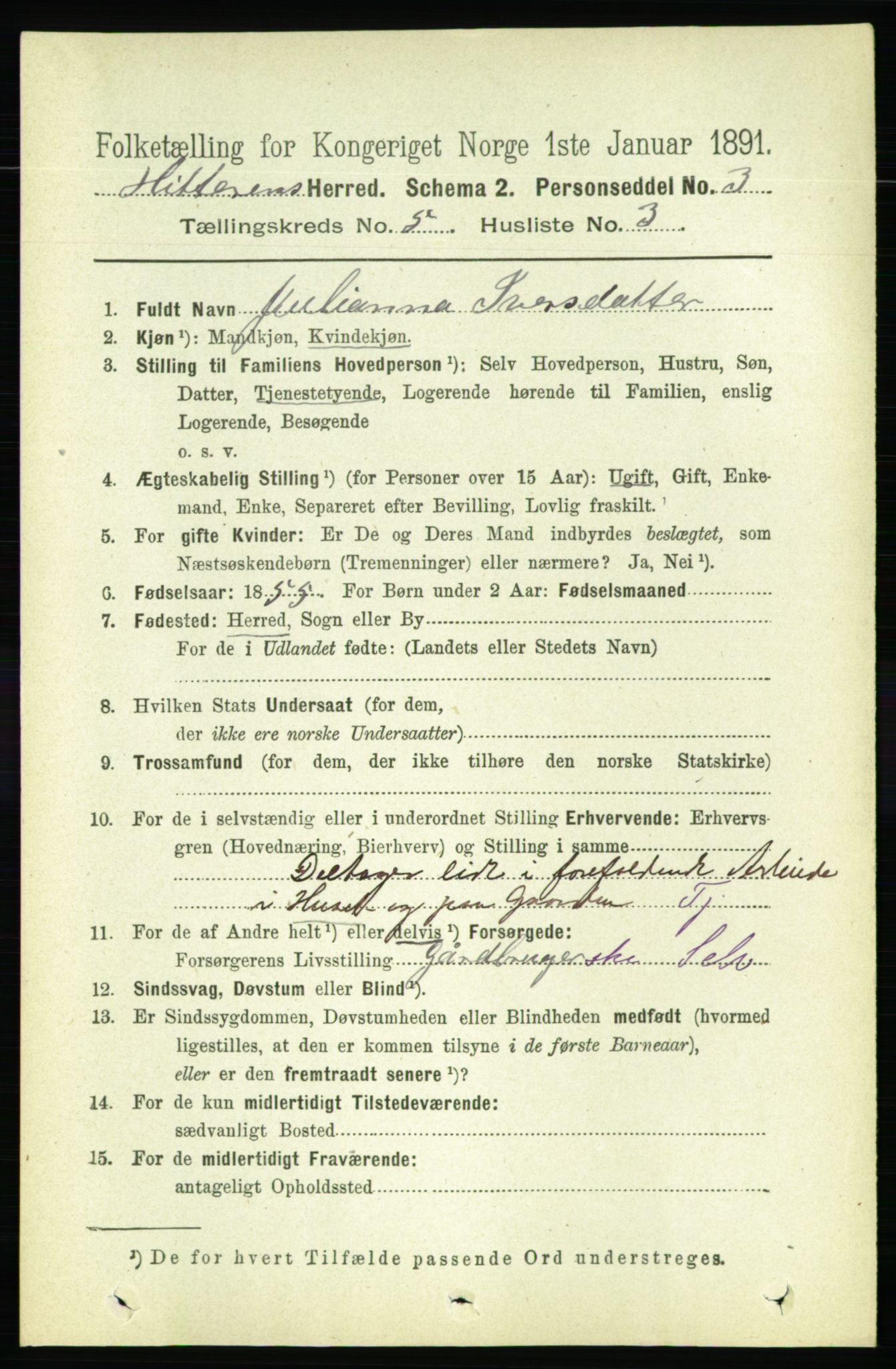 RA, 1891 census for 1617 Hitra, 1891, p. 904