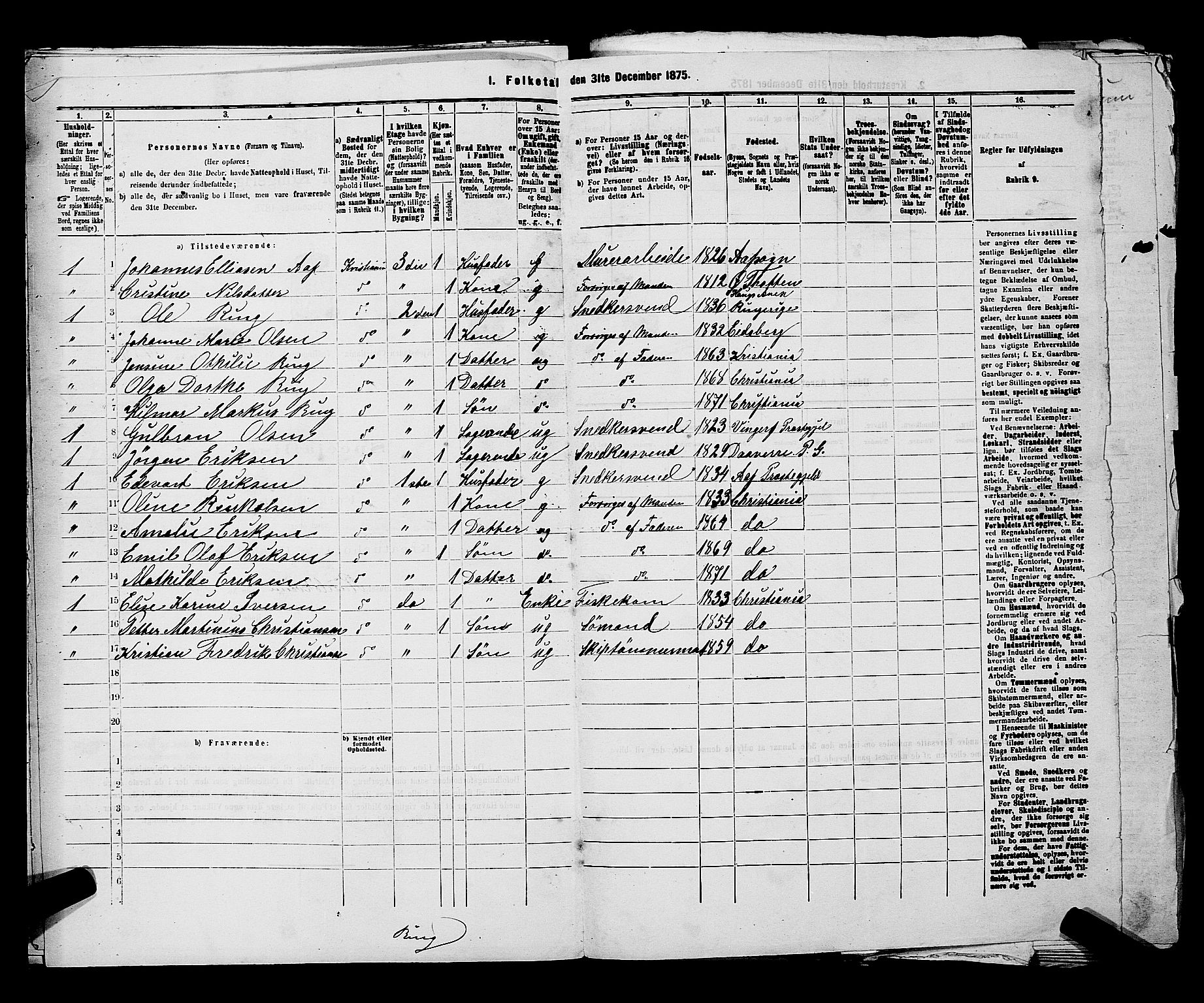 RA, 1875 census for 0301 Kristiania, 1875, p. 4239