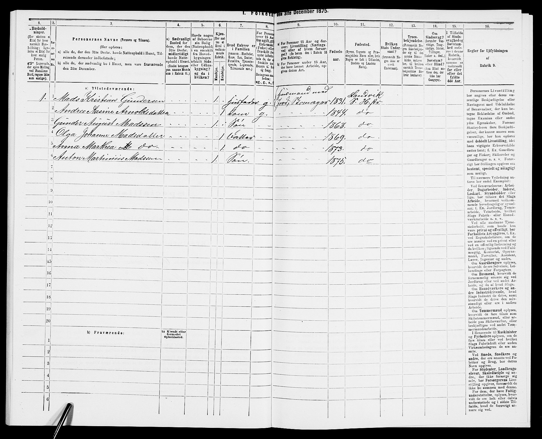 SAK, 1875 census for 0924P Homedal, 1875, p. 793