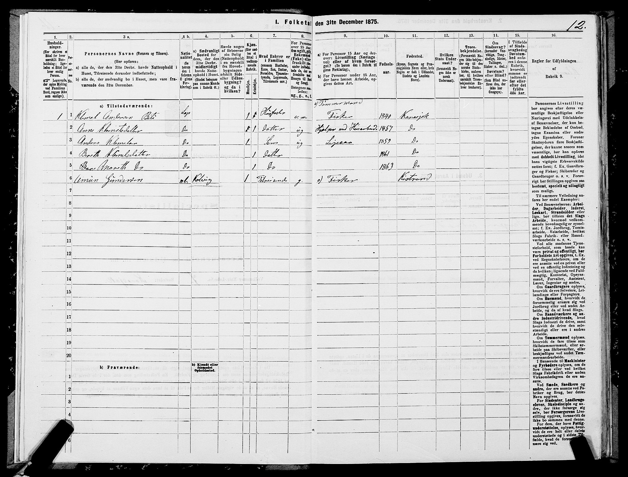 SATØ, 1875 census for 2021P Karasjok, 1875, p. 1012