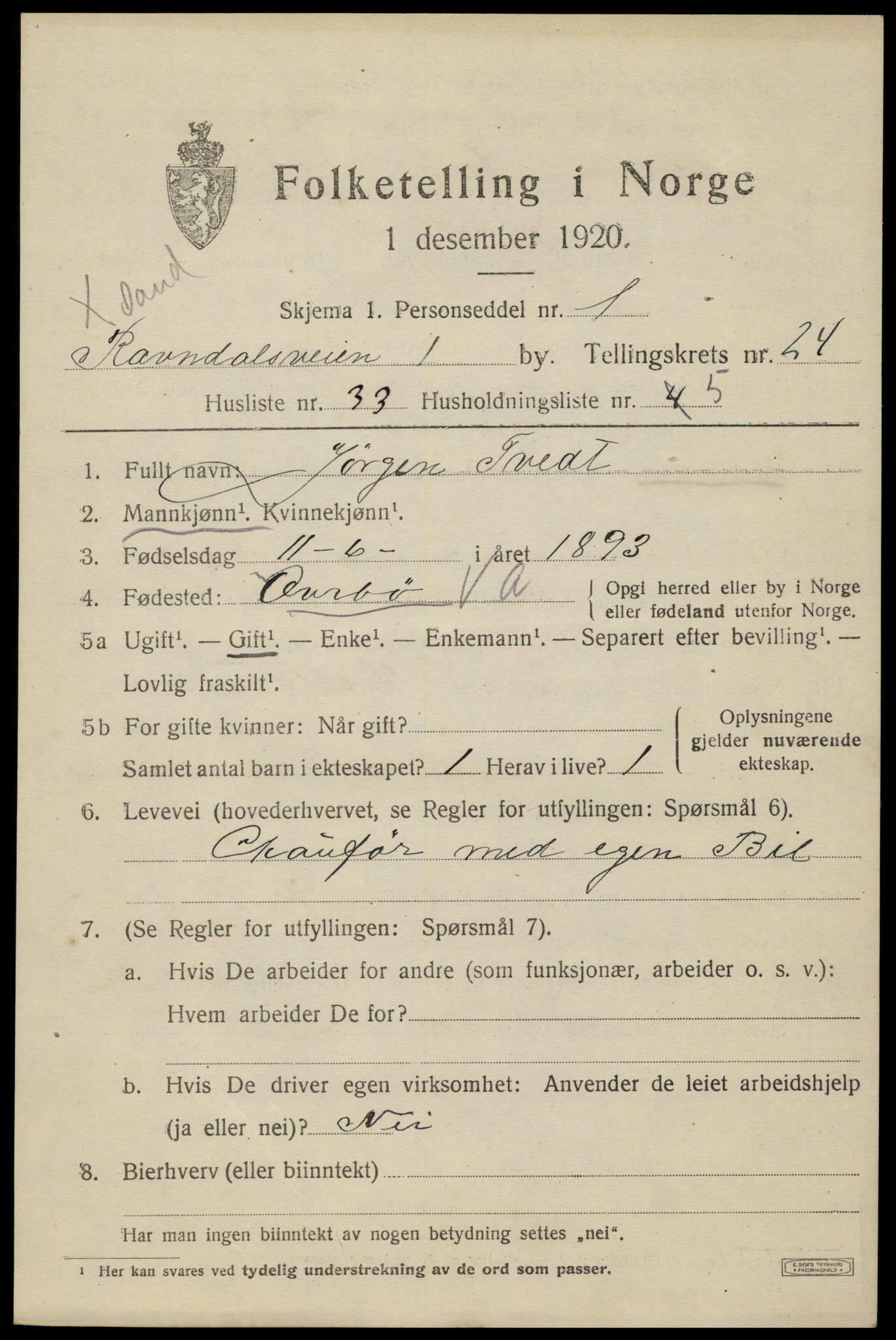 SAK, 1920 census for Kristiansand, 1920, p. 42793