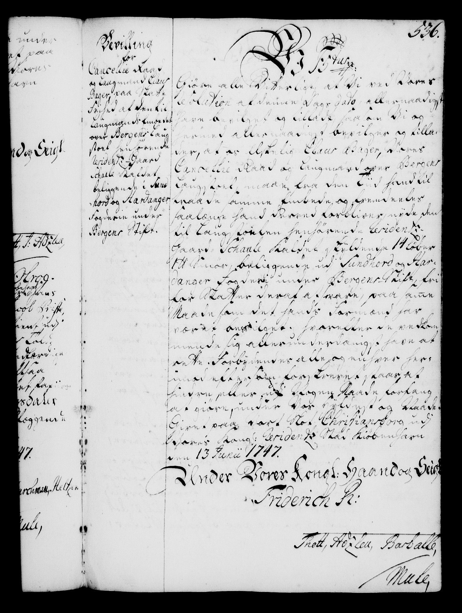 Rentekammeret, Kammerkanselliet, AV/RA-EA-3111/G/Gg/Gga/L0005: Norsk ekspedisjonsprotokoll med register (merket RK 53.5), 1741-1749, p. 536