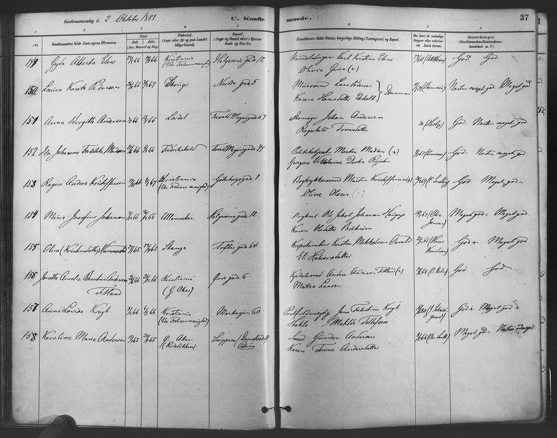 Paulus prestekontor Kirkebøker, AV/SAO-A-10871/F/Fa/L0004: Parish register (official) no. 4, 1879-1891, p. 37