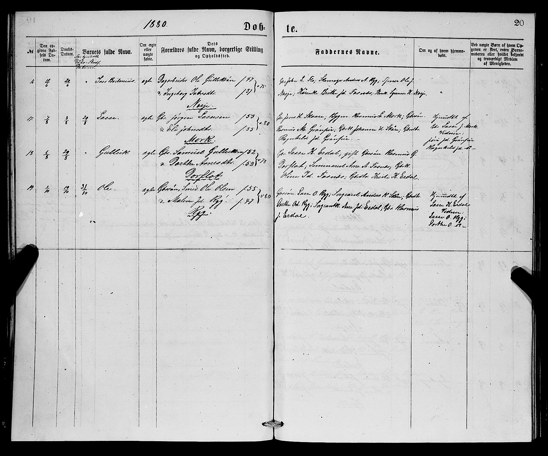 Stryn Sokneprestembete, AV/SAB-A-82501: Parish register (copy) no. C 2, 1877-1881, p. 20