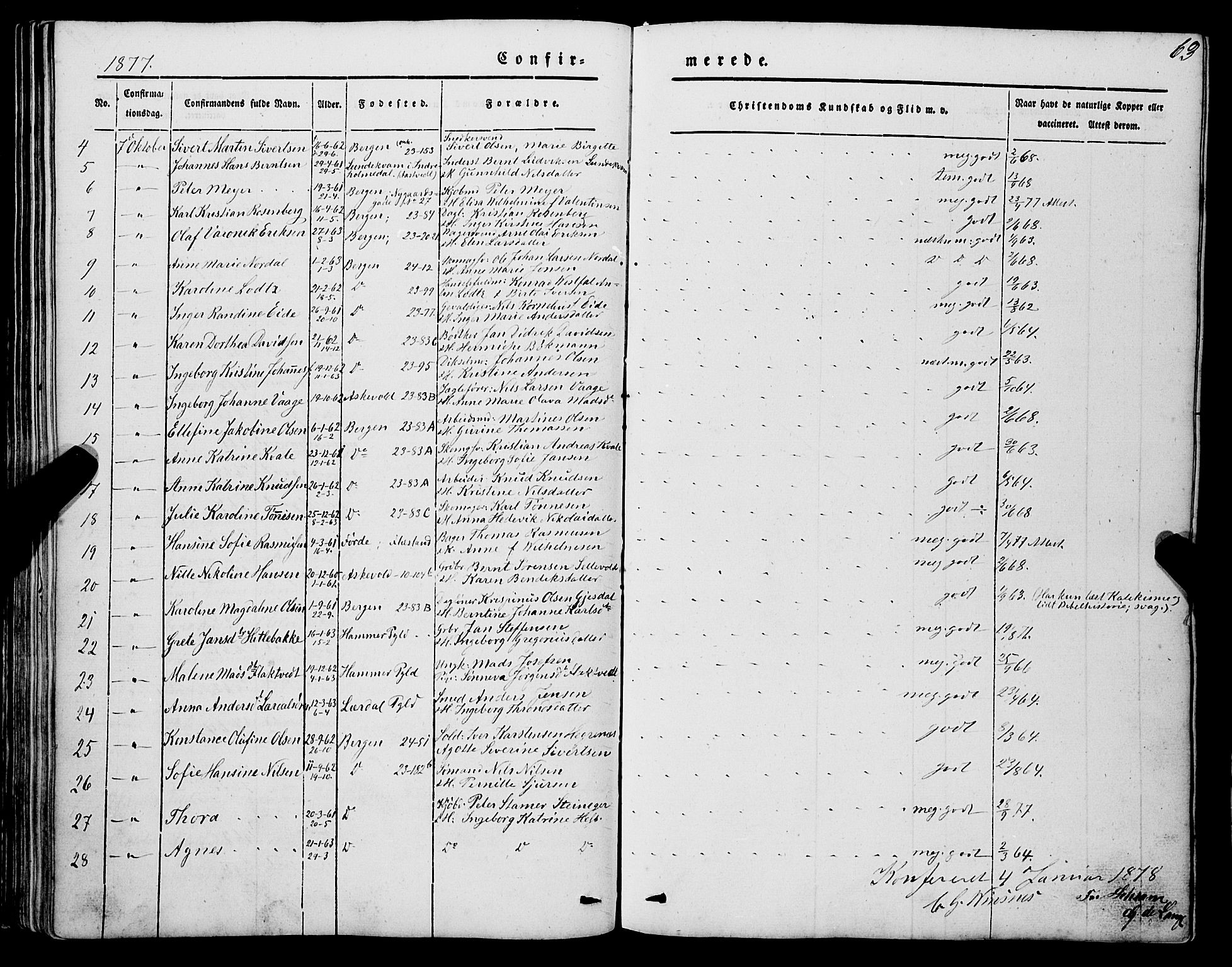 Mariakirken Sokneprestembete, AV/SAB-A-76901/H/Haa/L0006: Parish register (official) no. A 6, 1846-1877, p. 63