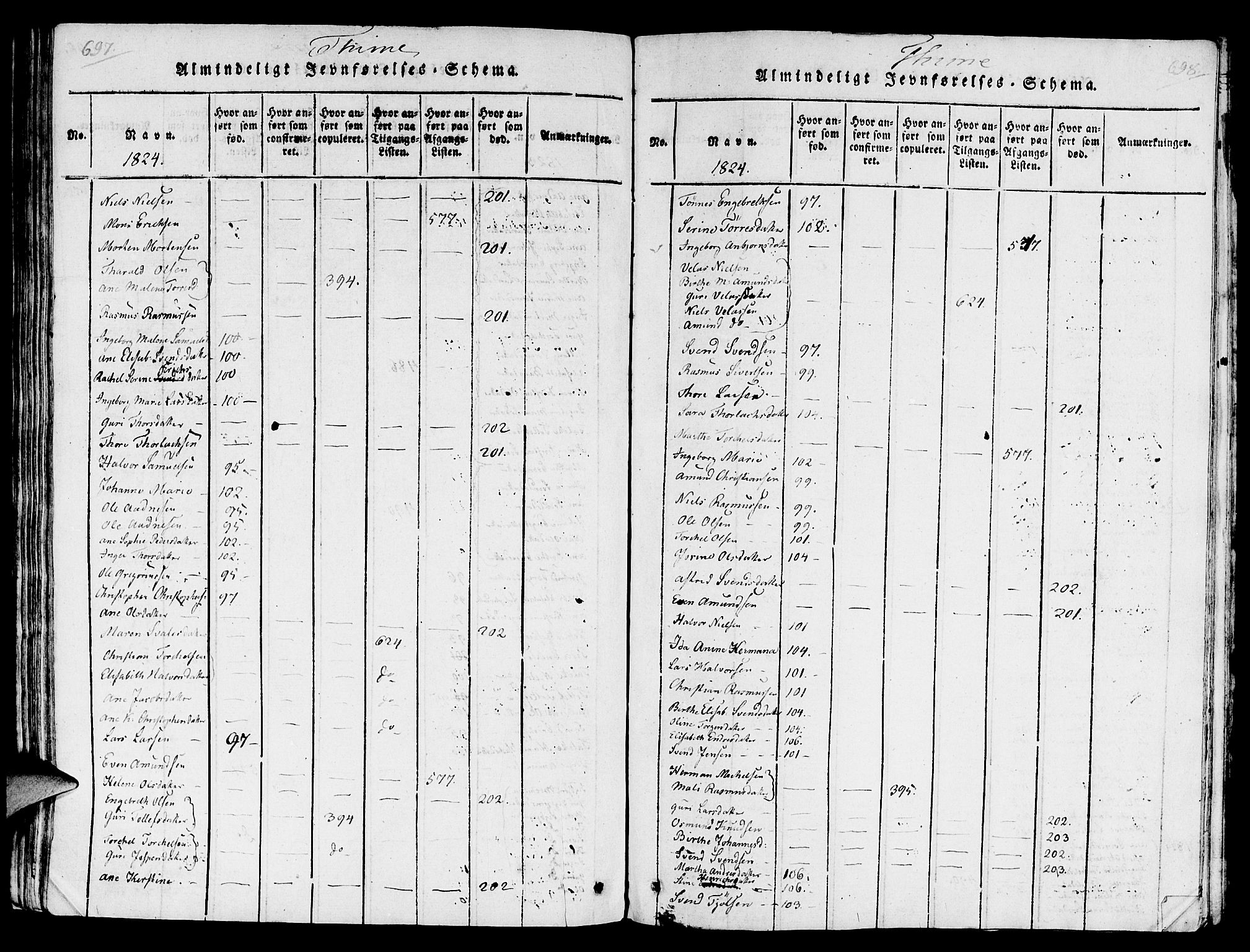 Lye sokneprestkontor, SAST/A-101794/001/30/30BA/L0003: Parish register (official) no. A 3 /1, 1816-1826, p. 697-698