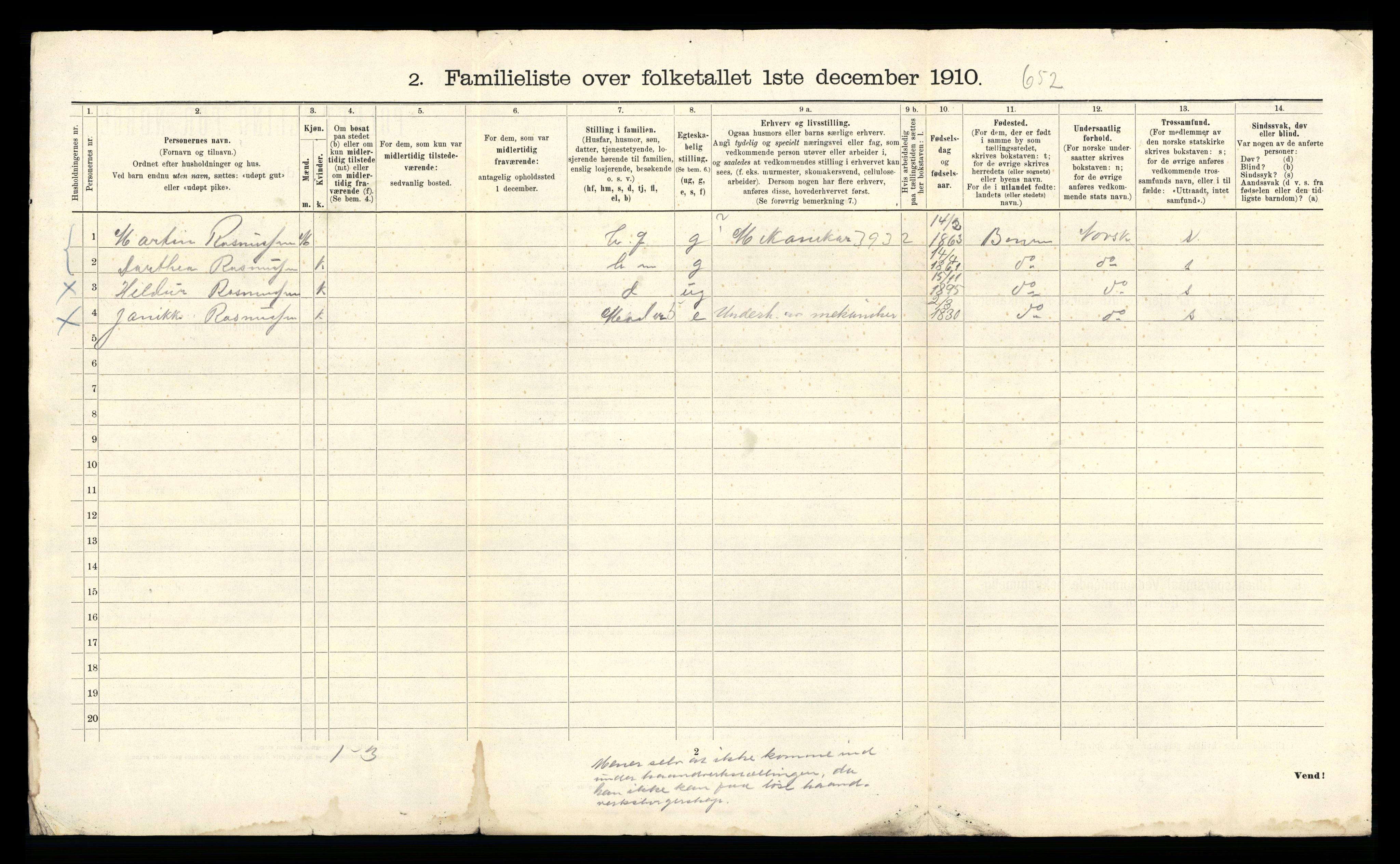 RA, 1910 census for Bergen, 1910, p. 34706