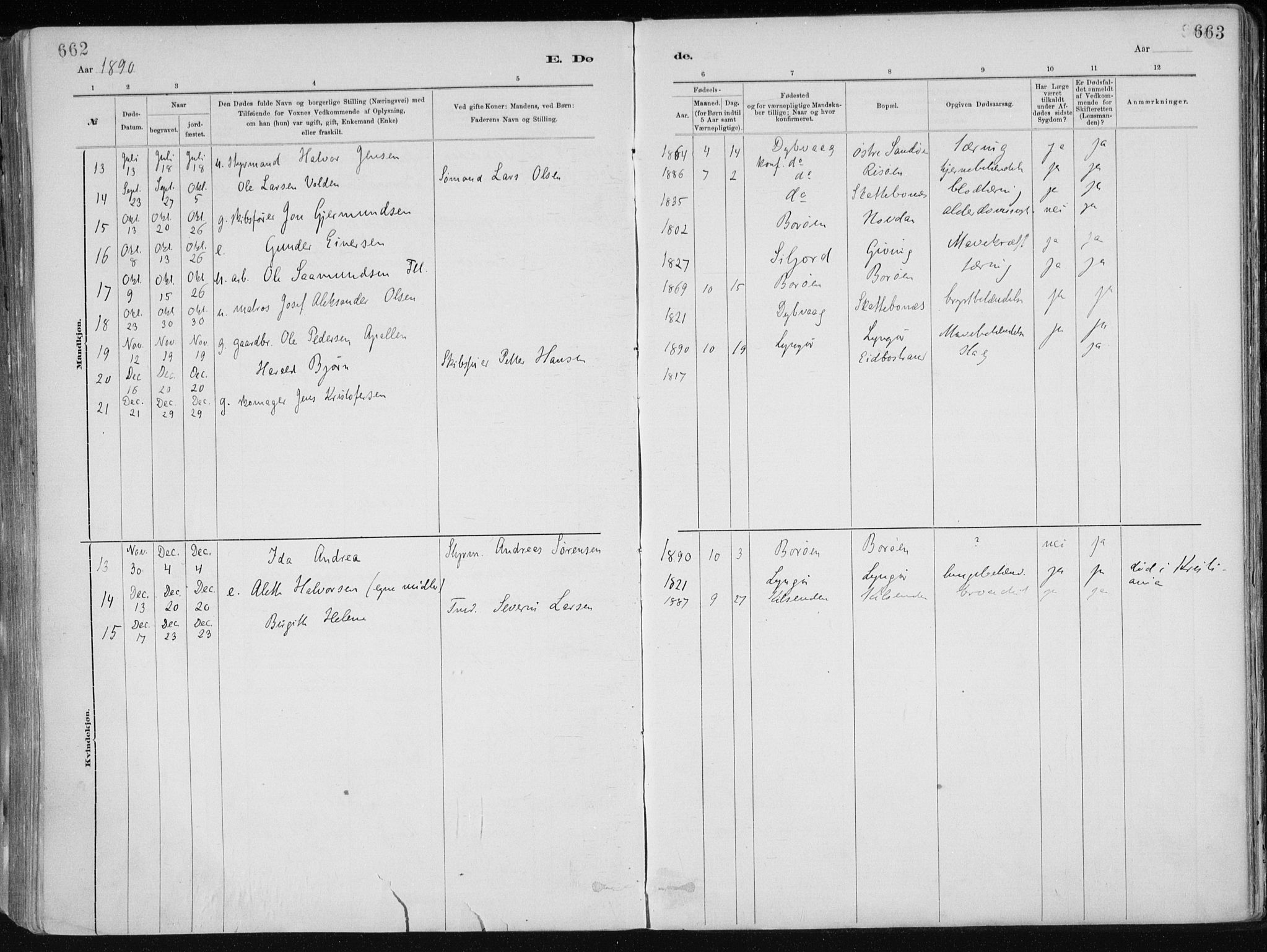 Dypvåg sokneprestkontor, AV/SAK-1111-0007/F/Fa/Faa/L0008: Parish register (official) no. A 8, 1885-1906, p. 662-663