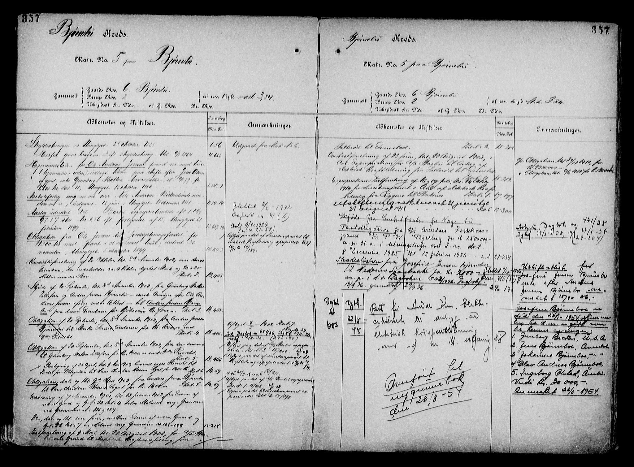 Arendal byfogd, AV/SAK-1222-0001/G/Ga/L0015: Mortgage register no. 13, 1860-1960, p. 357