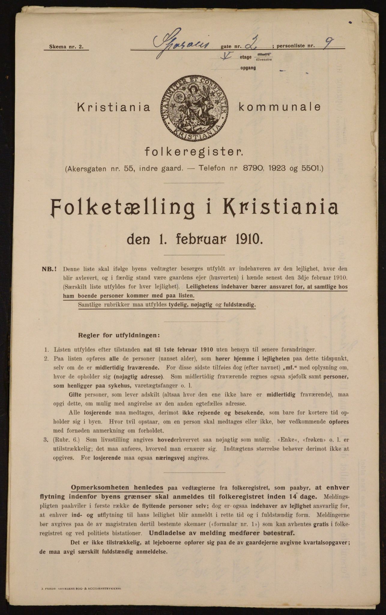 OBA, Municipal Census 1910 for Kristiania, 1910, p. 95517