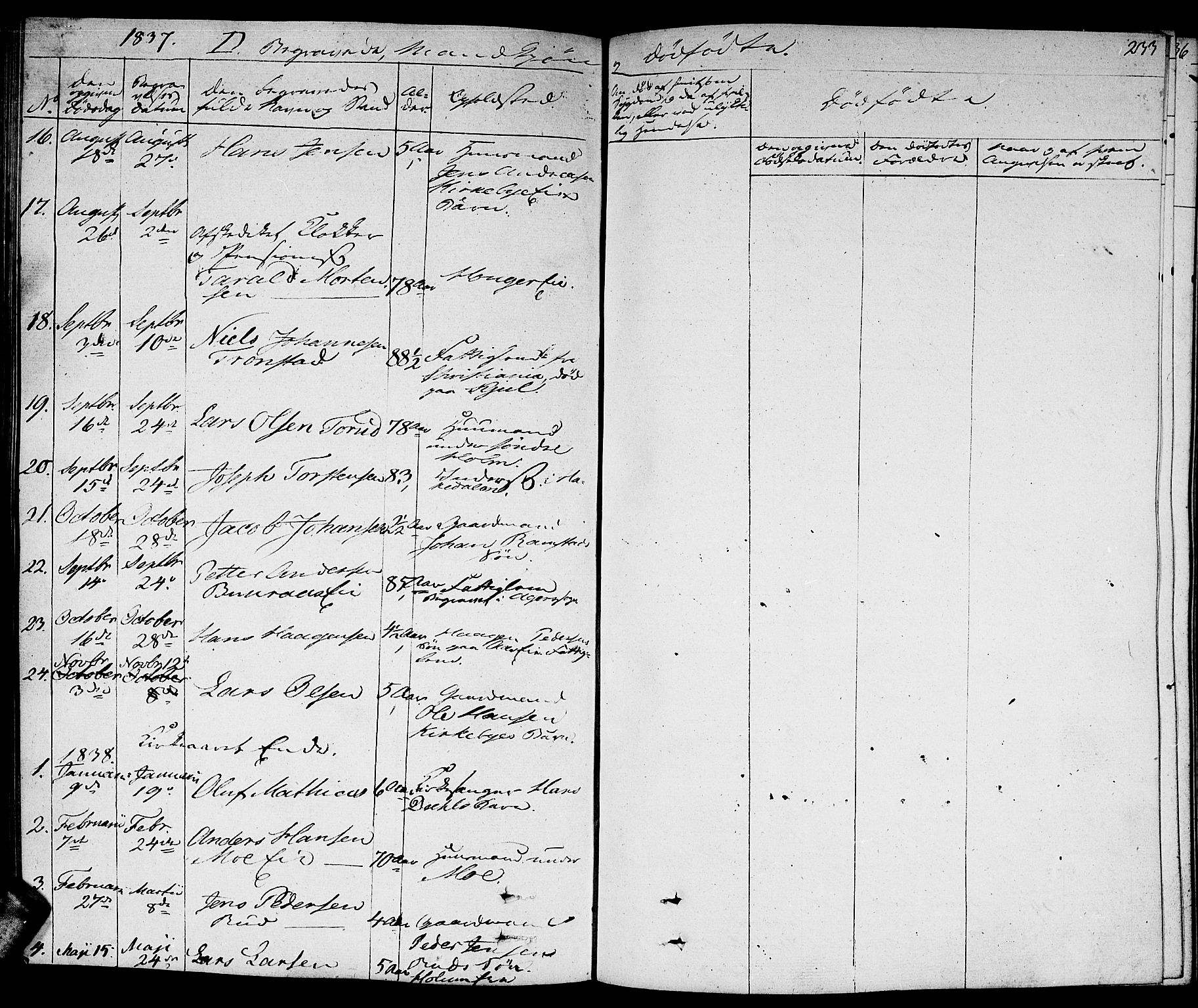 Nittedal prestekontor Kirkebøker, SAO/A-10365a/F/Fa/L0004: Parish register (official) no. I 4, 1836-1849, p. 233
