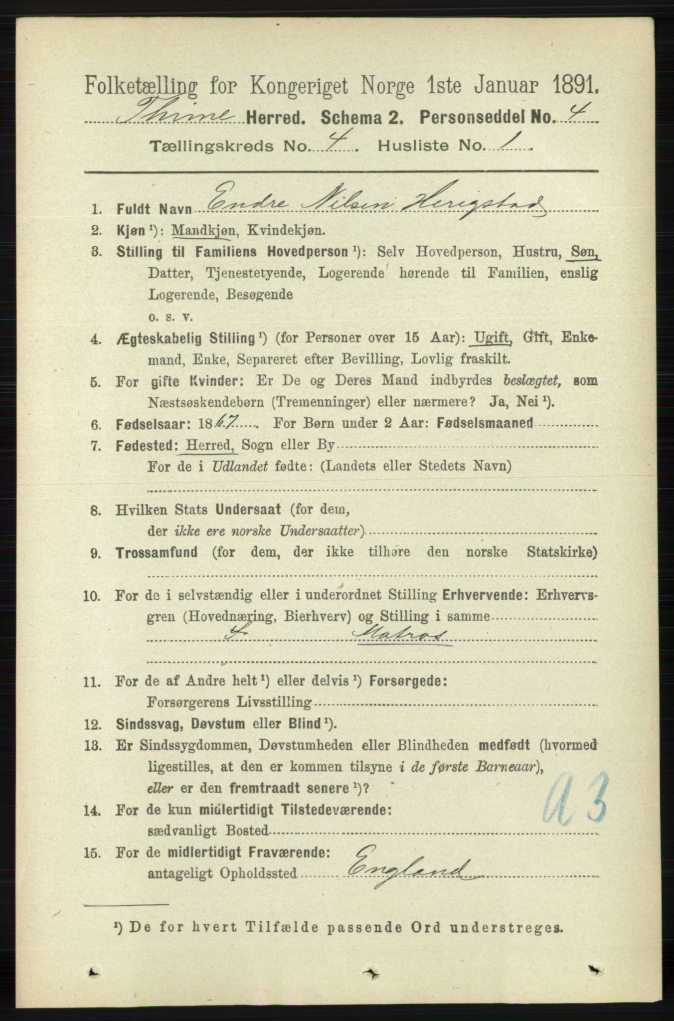 RA, 1891 census for 1121 Time, 1891, p. 1369