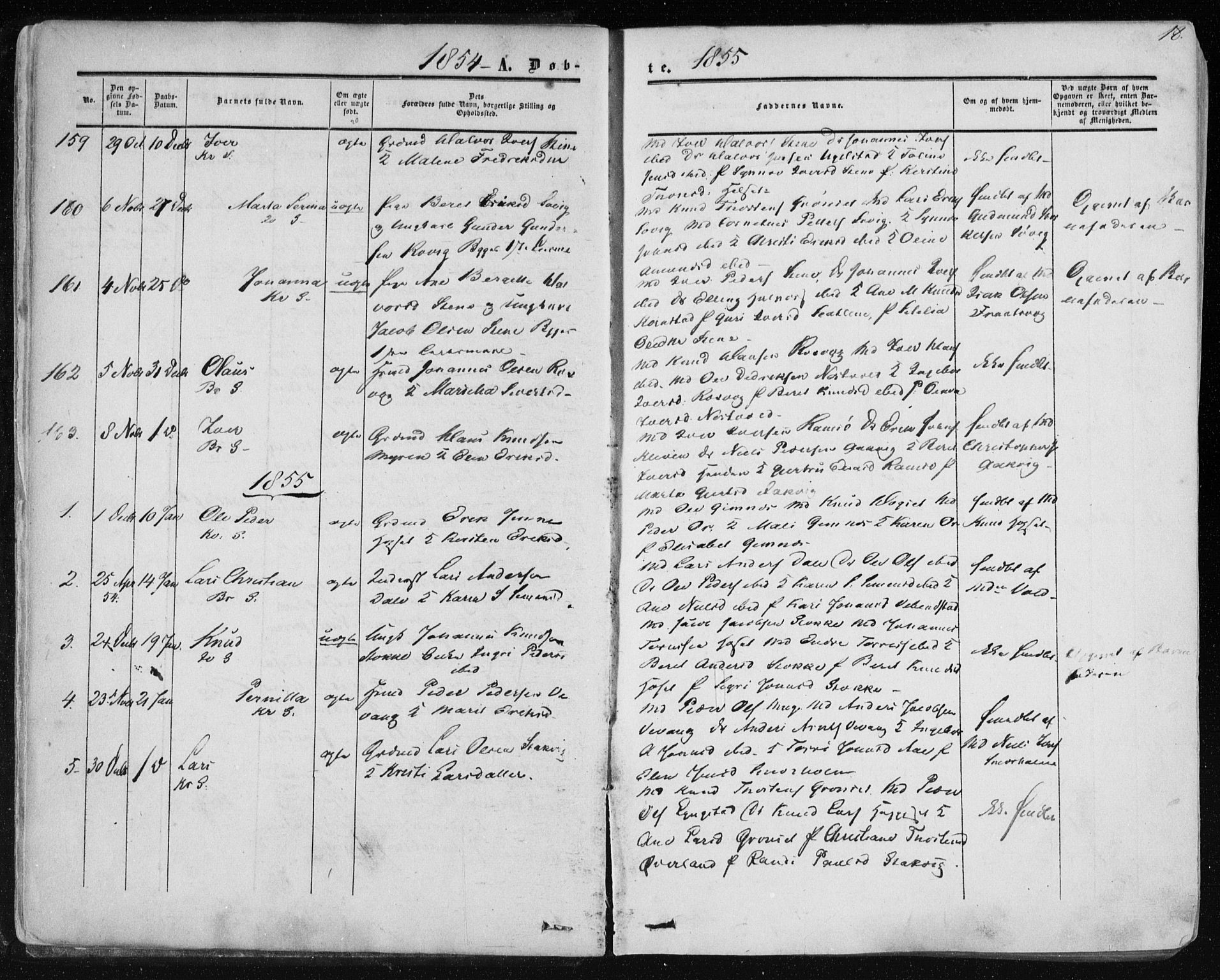 Ministerialprotokoller, klokkerbøker og fødselsregistre - Møre og Romsdal, SAT/A-1454/568/L0804: Parish register (official) no. 568A11, 1854-1868, p. 18