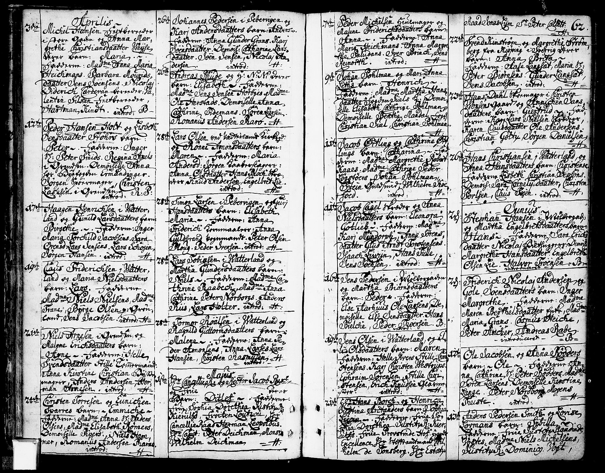 Oslo domkirke Kirkebøker, AV/SAO-A-10752/F/Fa/L0003: Parish register (official) no. 3, 1731-1743, p. 62