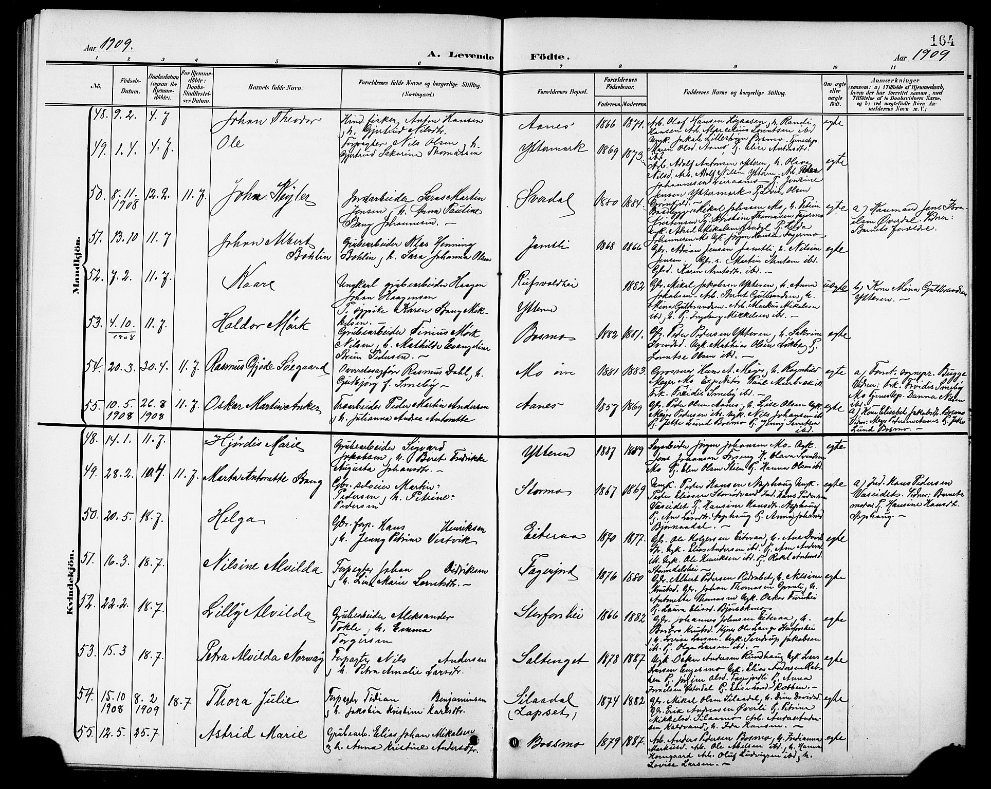 Ministerialprotokoller, klokkerbøker og fødselsregistre - Nordland, AV/SAT-A-1459/827/L0422: Parish register (copy) no. 827C11, 1899-1912, p. 164