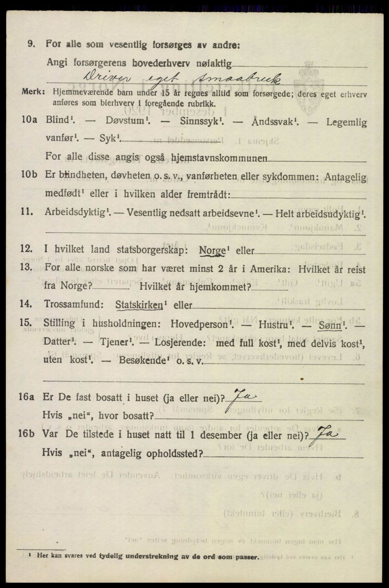 SAH, 1920 census for Trysil, 1920, p. 6616