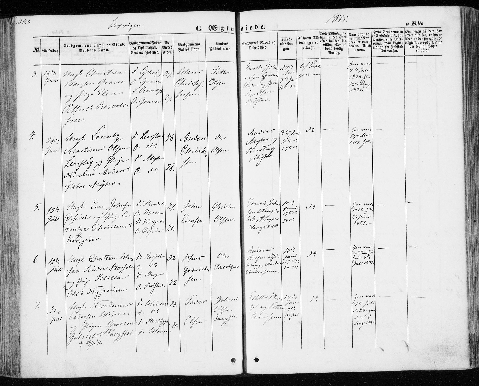 Ministerialprotokoller, klokkerbøker og fødselsregistre - Nord-Trøndelag, SAT/A-1458/701/L0008: Parish register (official) no. 701A08 /1, 1854-1863, p. 243