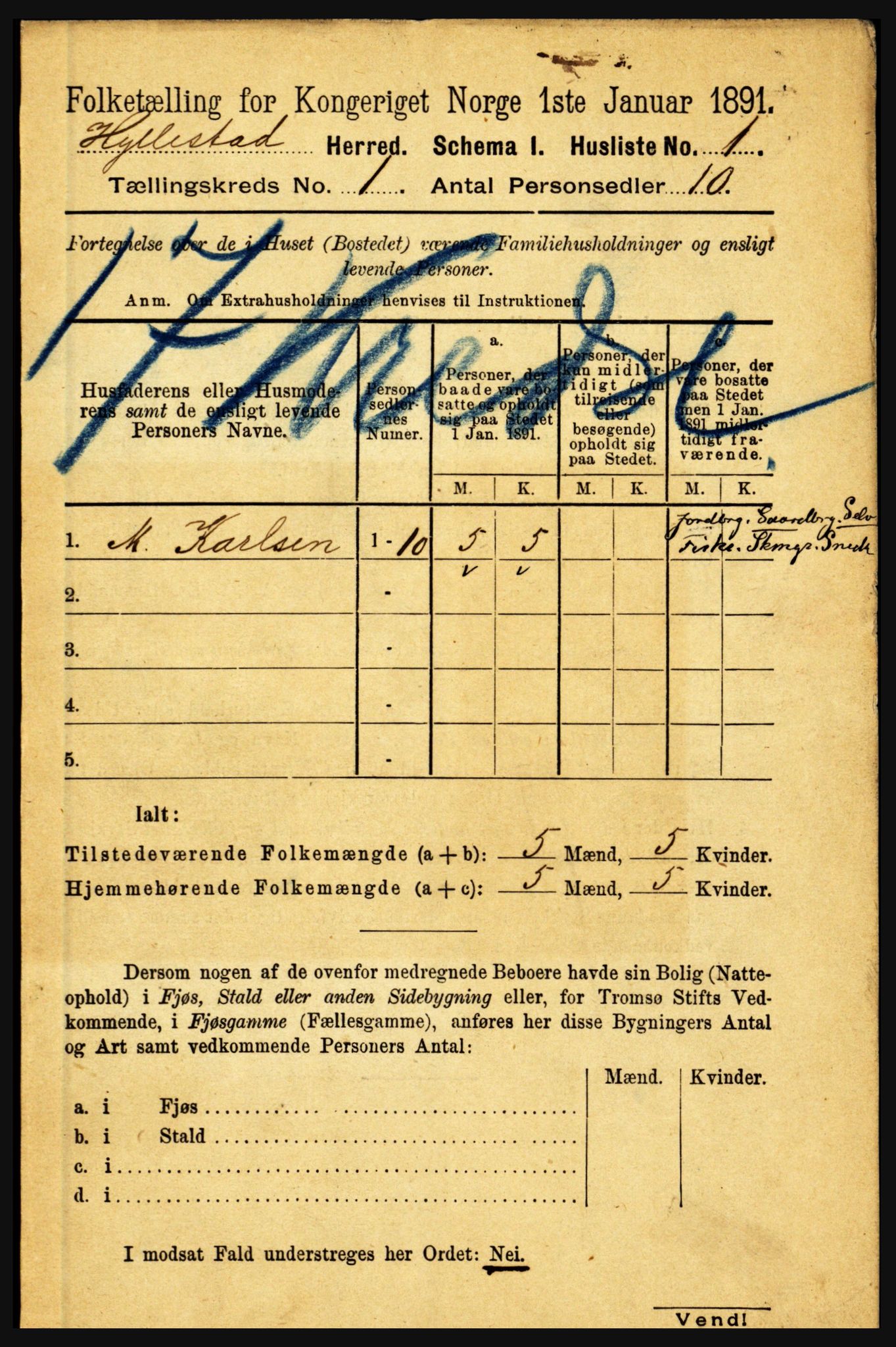 RA, 1891 census for 1413 Hyllestad, 1891, p. 41