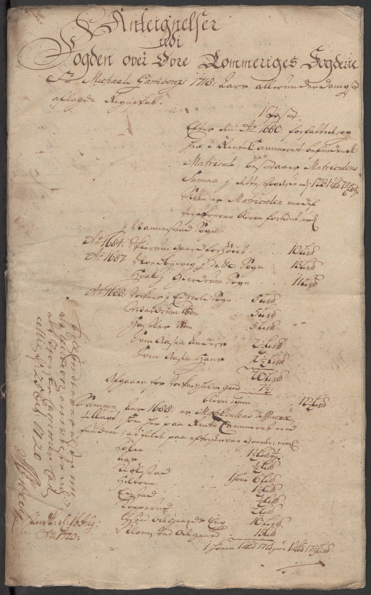 Rentekammeret inntil 1814, Reviderte regnskaper, Fogderegnskap, RA/EA-4092/R12/L0727: Fogderegnskap Øvre Romerike, 1718, p. 310