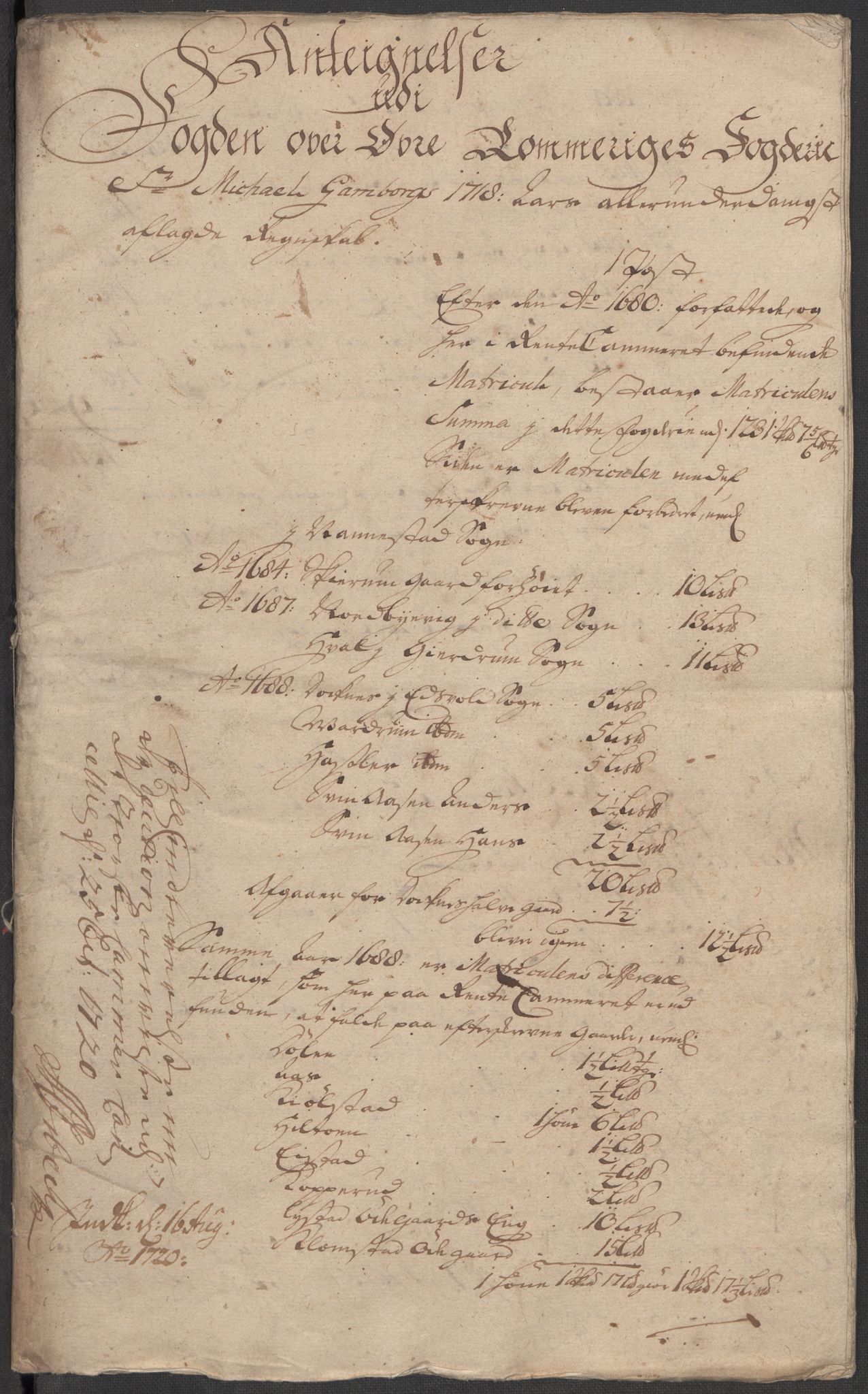 Rentekammeret inntil 1814, Reviderte regnskaper, Fogderegnskap, AV/RA-EA-4092/R12/L0727: Fogderegnskap Øvre Romerike, 1718, p. 310