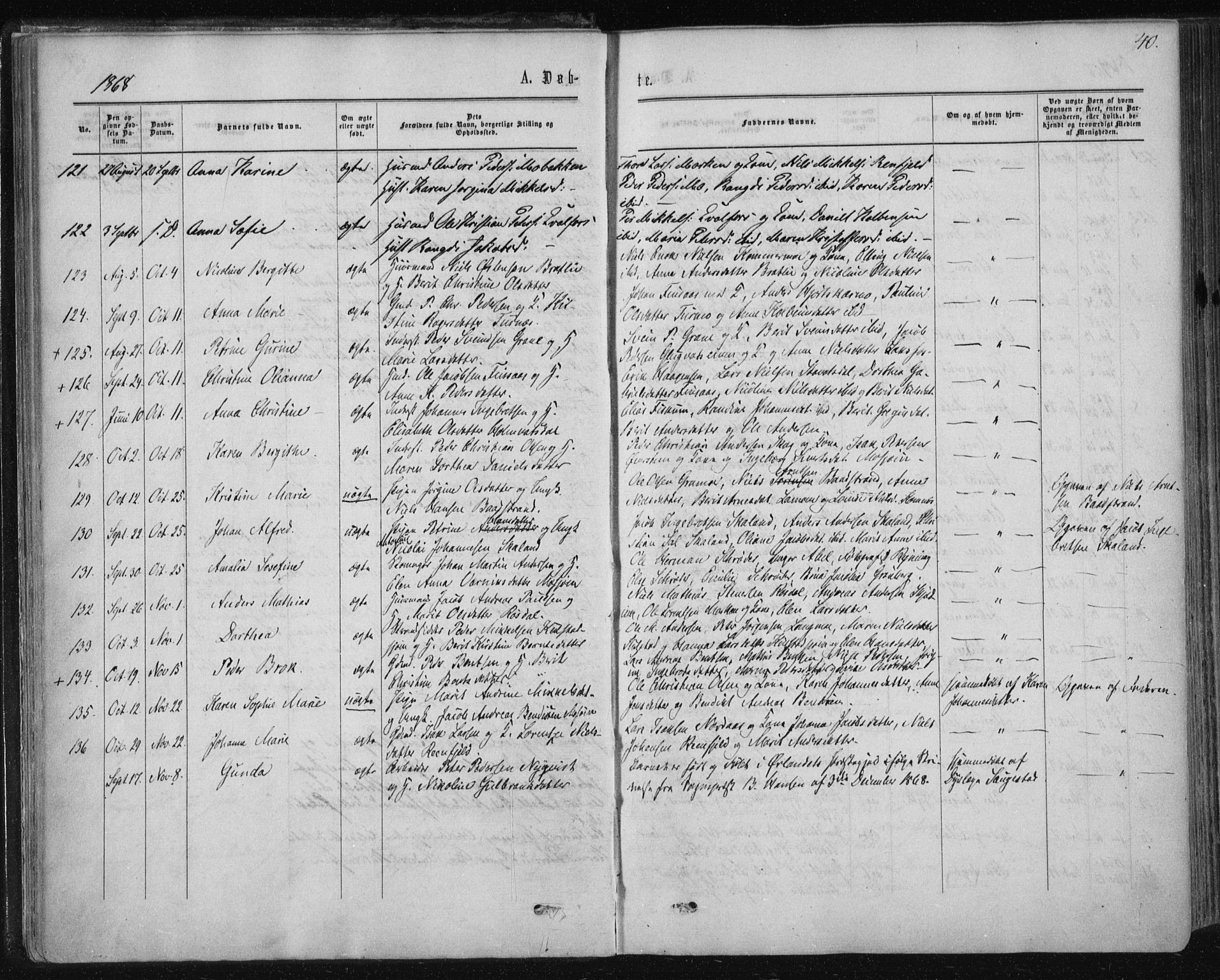 Ministerialprotokoller, klokkerbøker og fødselsregistre - Nordland, SAT/A-1459/820/L0294: Parish register (official) no. 820A15, 1866-1879, p. 40