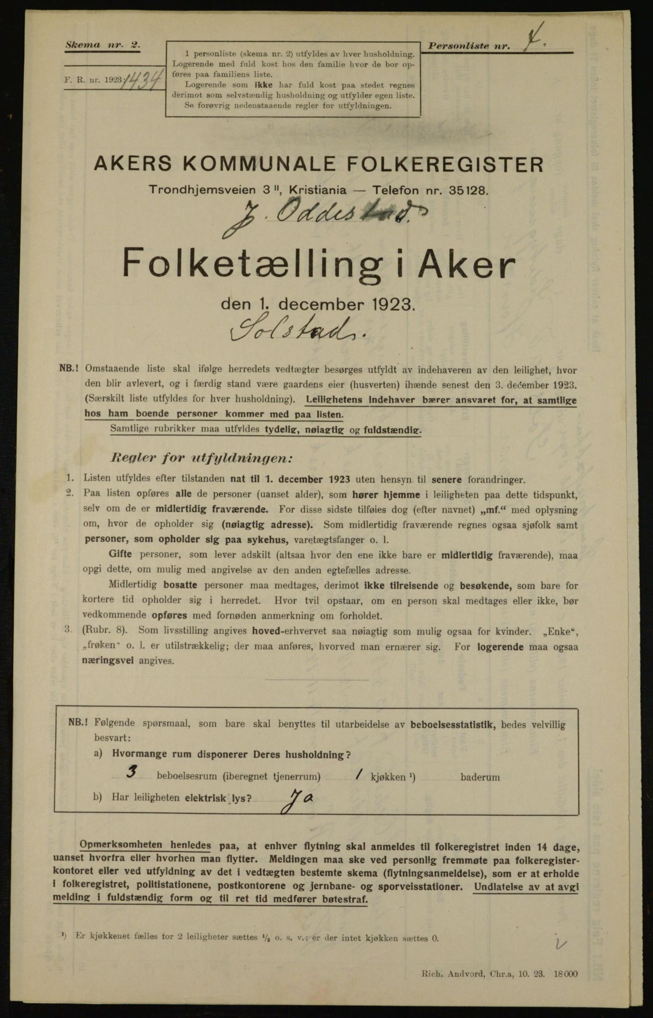 , Municipal Census 1923 for Aker, 1923, p. 44841