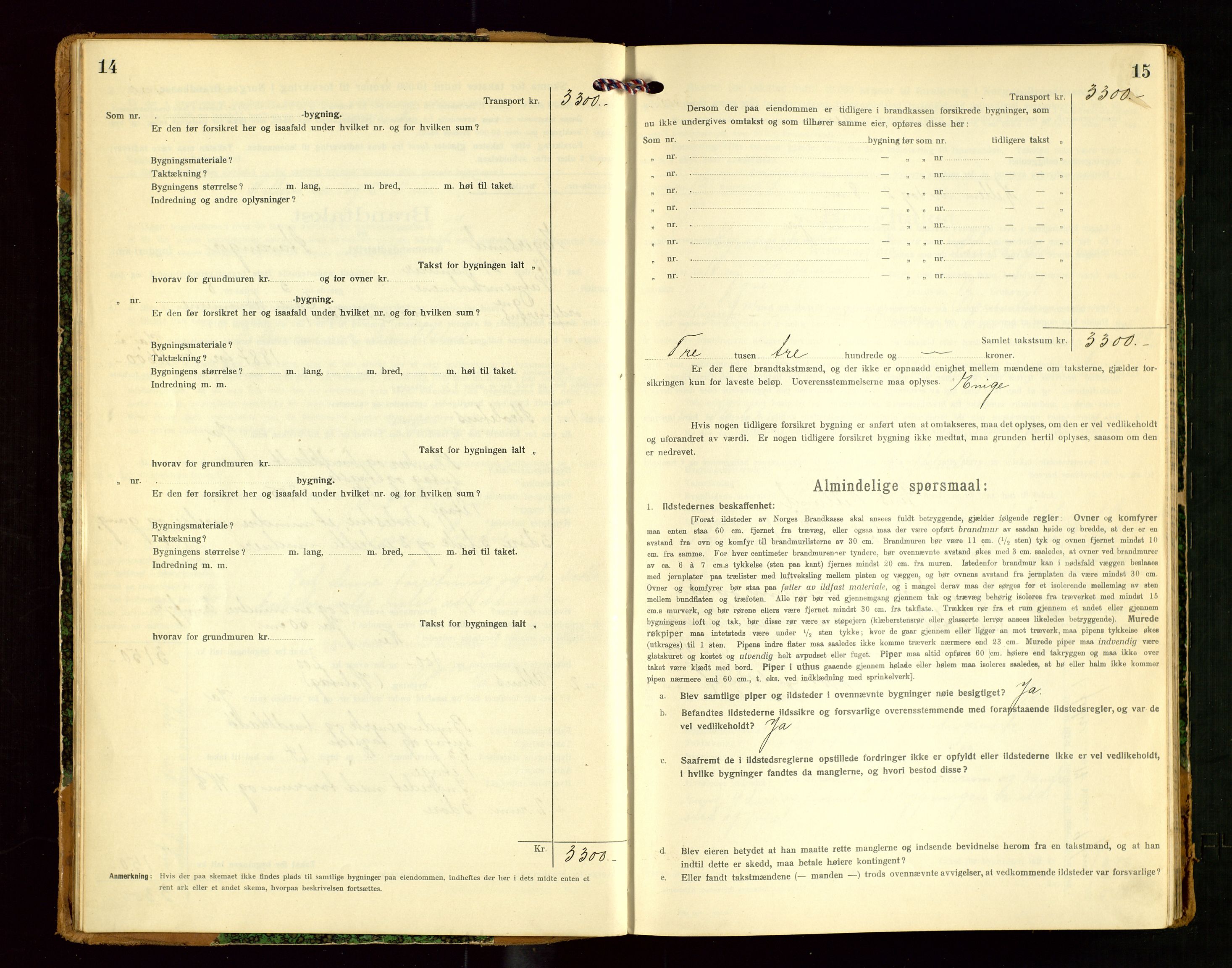 Eigersund lensmannskontor, AV/SAST-A-100171/Gob/L0003: "Brandtakstprotokol", 1917-1920, p. 14-15