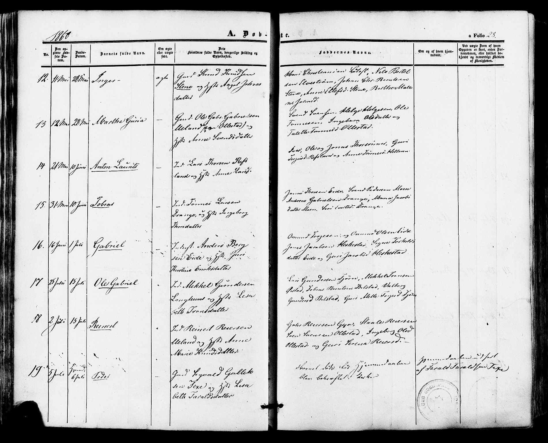 Lund sokneprestkontor, AV/SAST-A-101809/S06/L0010: Parish register (official) no. A 9, 1854-1886, p. 28