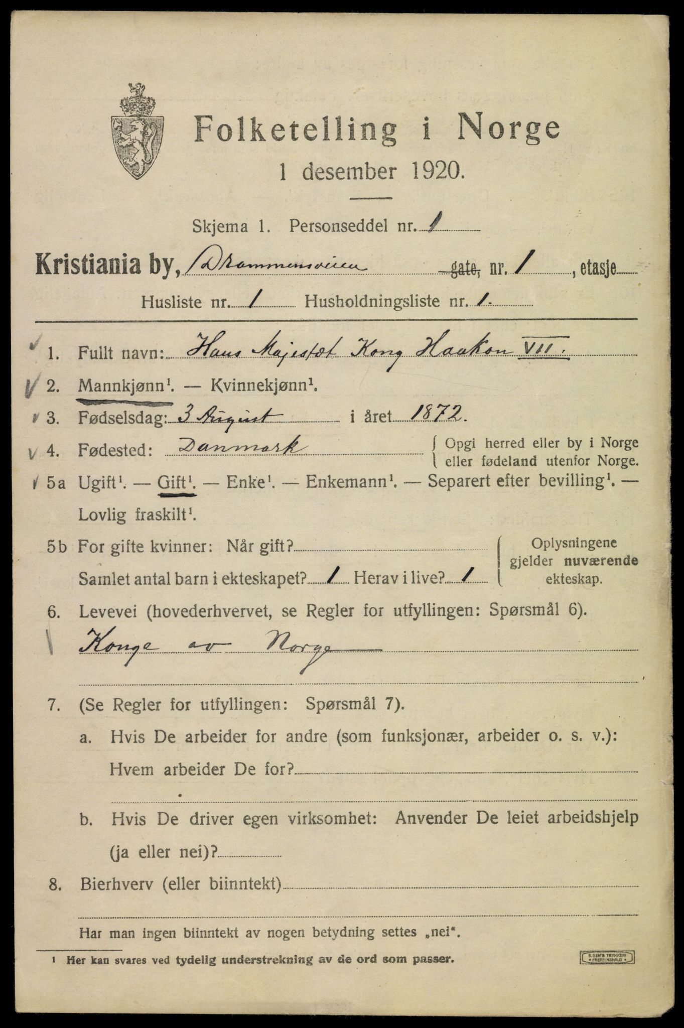 SAO, 1920 census for Kristiania, 1920, p. 200583