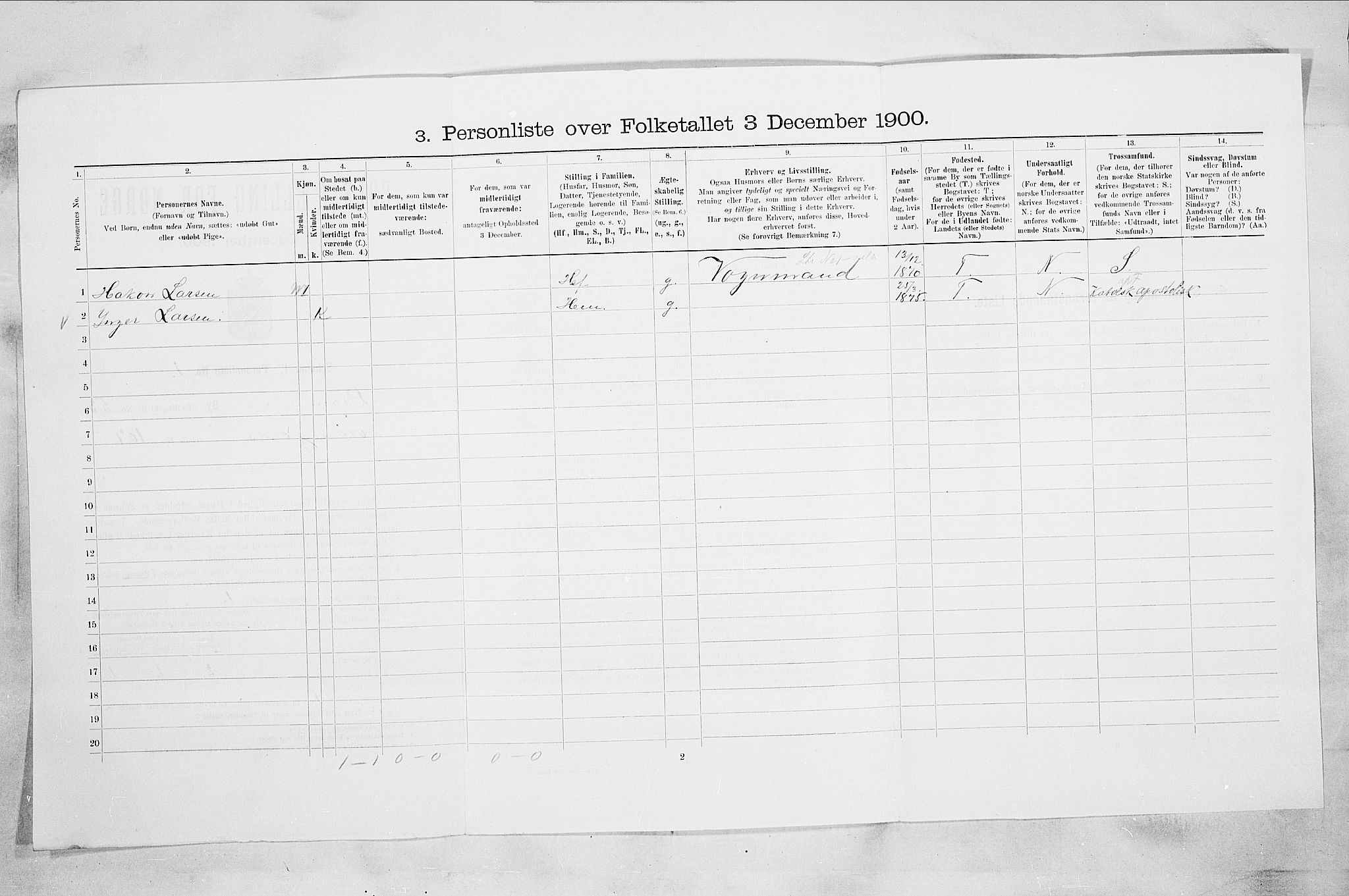 RA, 1900 census for Drammen, 1900, p. 9271