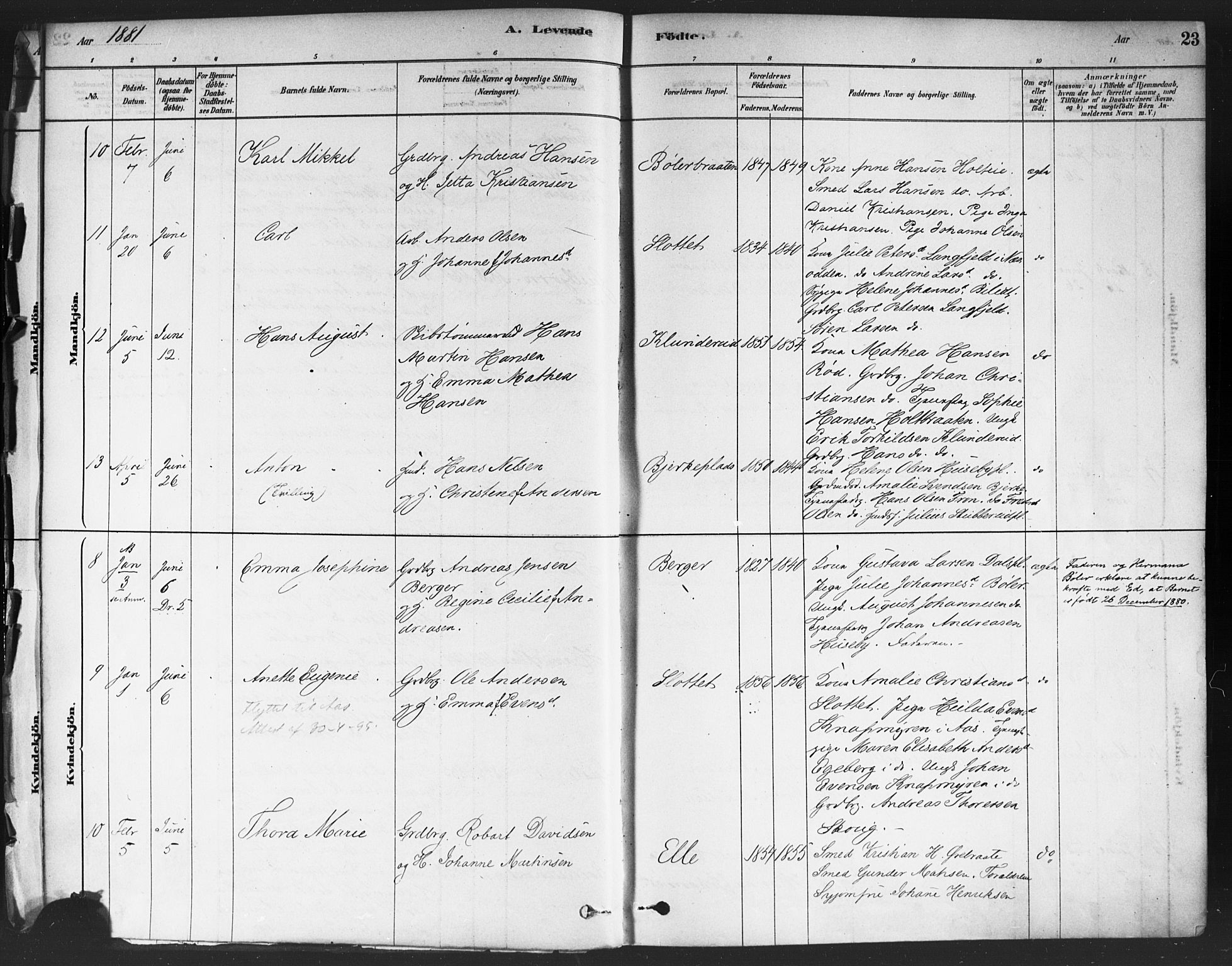 Drøbak prestekontor Kirkebøker, SAO/A-10142a/F/Fc/L0002: Parish register (official) no. III 2, 1878-1891, p. 23