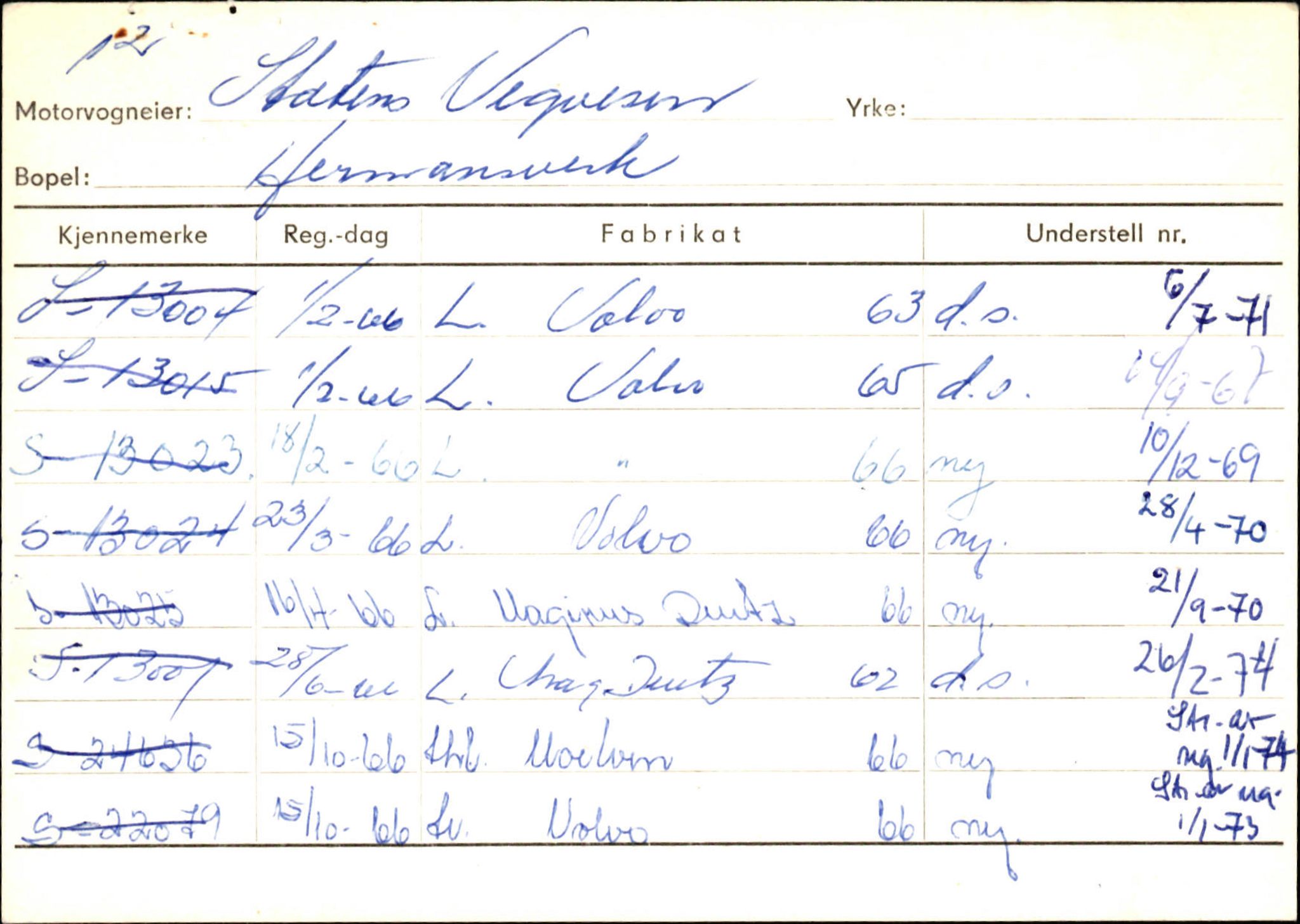 Statens vegvesen, Sogn og Fjordane vegkontor, AV/SAB-A-5301/4/F/L0126: Eigarregister Fjaler M-Å. Leikanger A-Å, 1945-1975, p. 2181