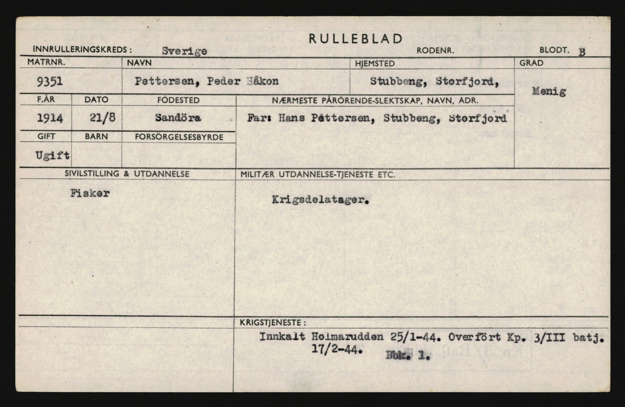 Forsvaret, Troms infanteriregiment nr. 16, AV/RA-RAFA-3146/P/Pa/L0019: Rulleblad for regimentets menige mannskaper, årsklasse 1935, 1935, p. 1057