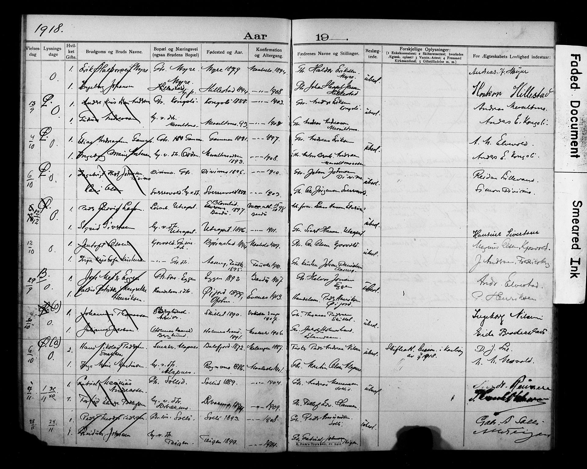 Målselv sokneprestembete, AV/SATØ-S-1311/I/Id/L0040: Banns register no. 40, 1906-1918