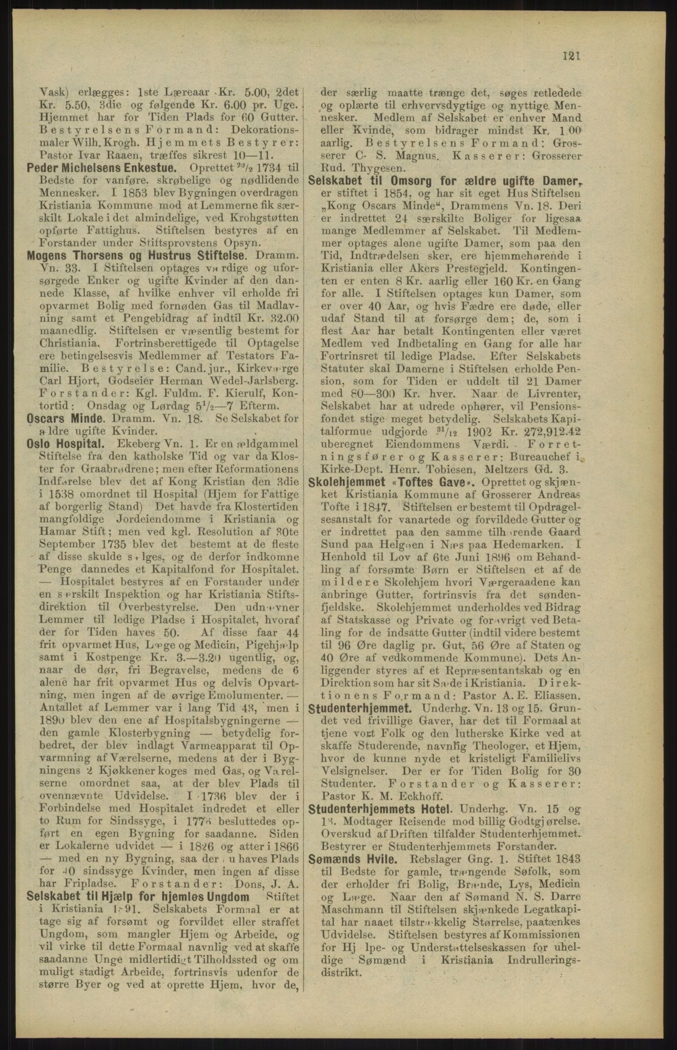 Kristiania/Oslo adressebok, PUBL/-, 1904, p. 121