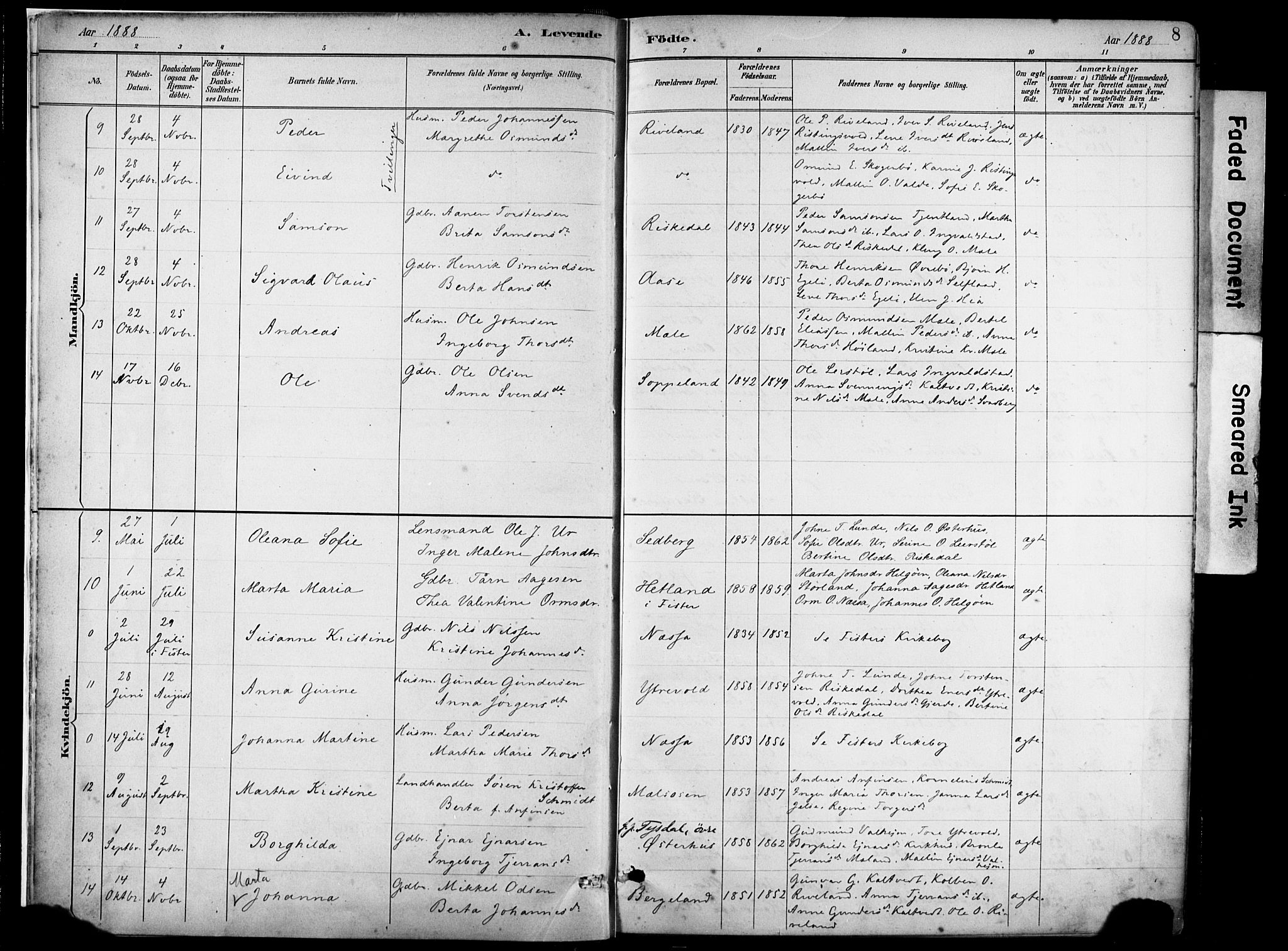 Hjelmeland sokneprestkontor, SAST/A-101843/02/A/L0001: Parish register (official) no. A 16, 1887-1926, p. 8
