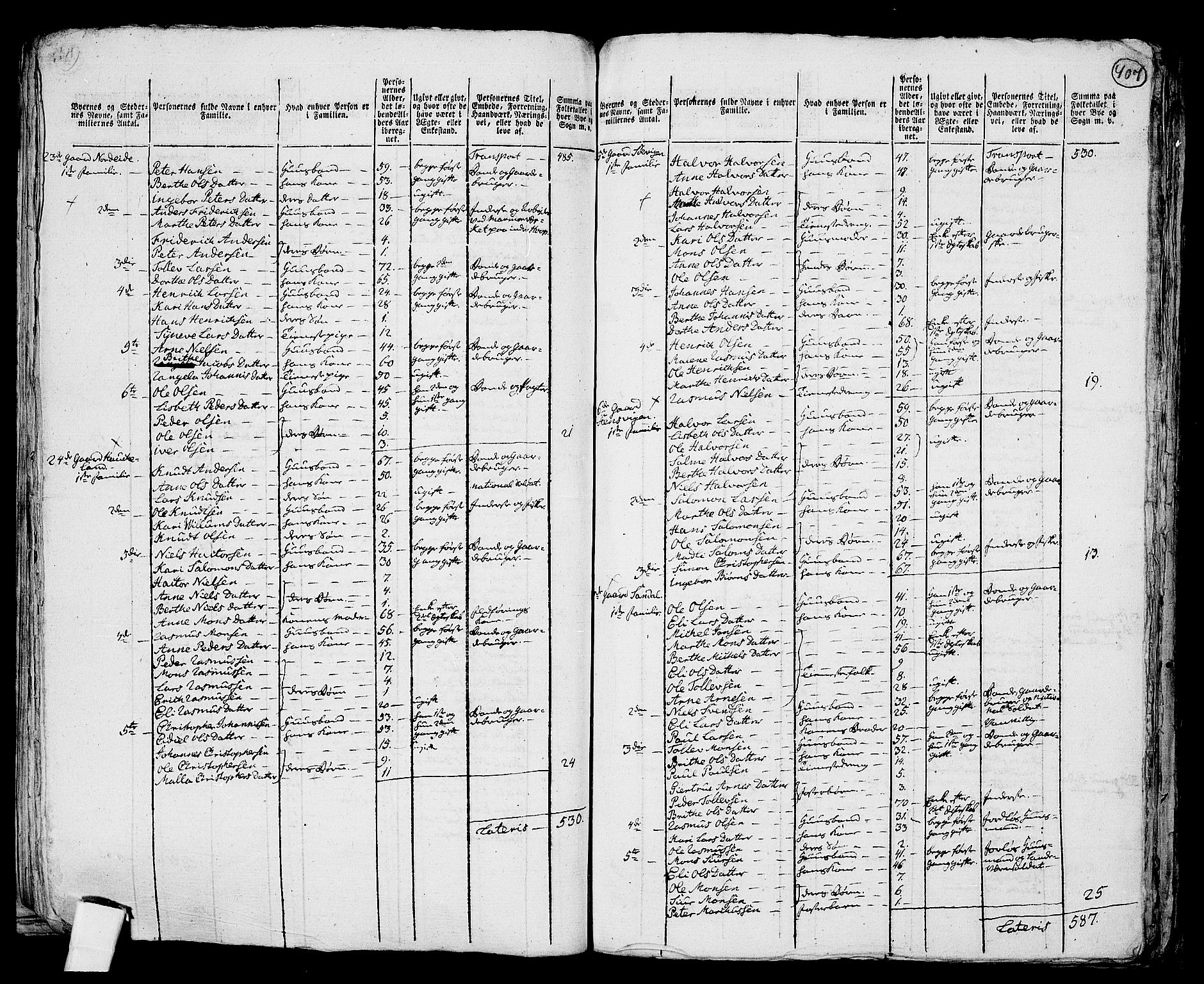 RA, 1801 census for 1249P Fana, 1801, p. 406b-407a