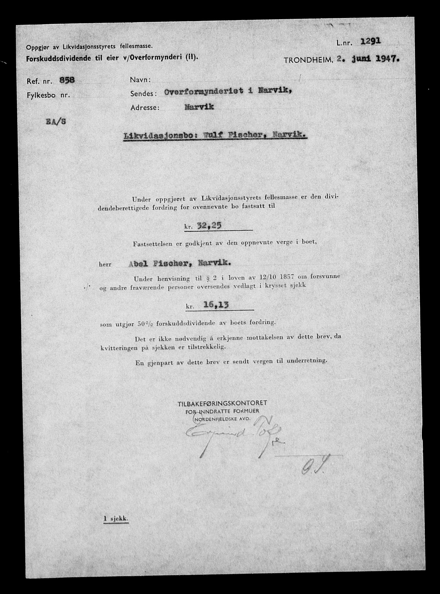 Justisdepartementet, Tilbakeføringskontoret for inndratte formuer, AV/RA-S-1564/H/Hc/Hcb/L0913: --, 1945-1947, p. 198