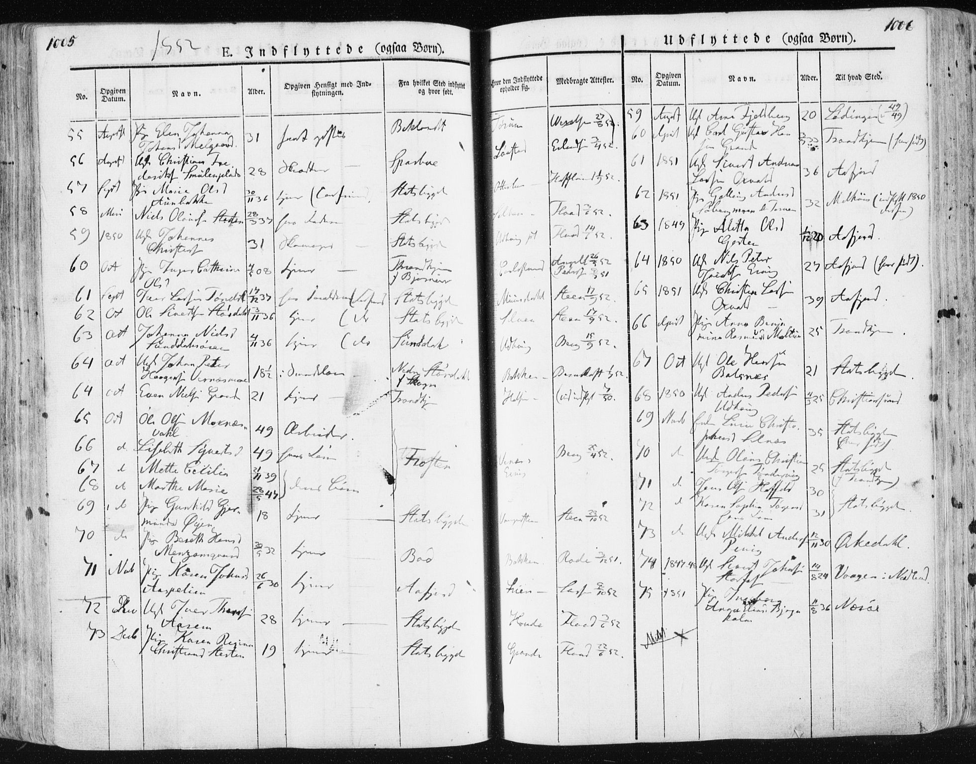 Ministerialprotokoller, klokkerbøker og fødselsregistre - Sør-Trøndelag, AV/SAT-A-1456/659/L0736: Parish register (official) no. 659A06, 1842-1856, p. 1005-1006