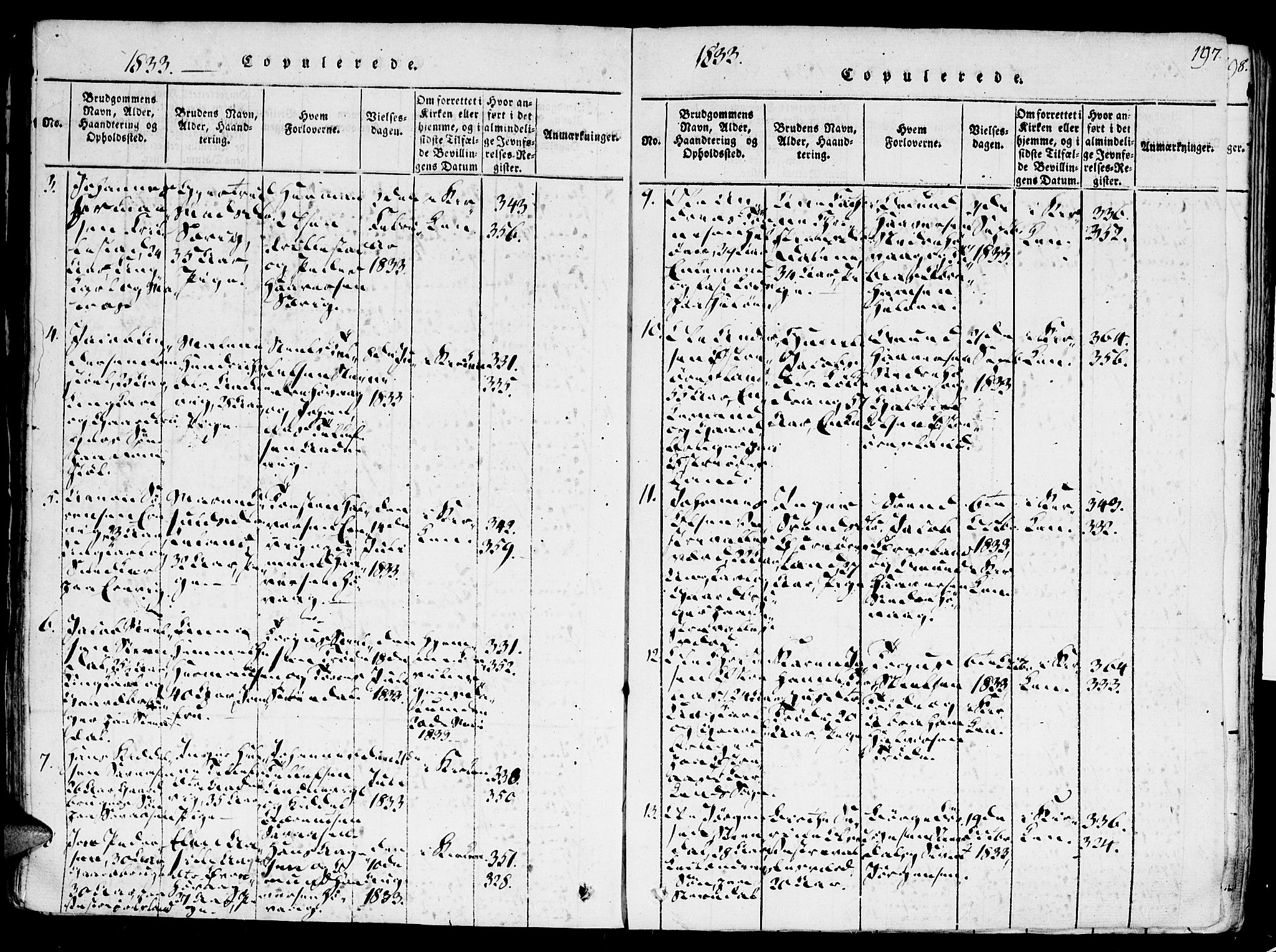 Høvåg sokneprestkontor, SAK/1111-0025/F/Fa/L0001: Parish register (official) no. A 1, 1816-1843, p. 197