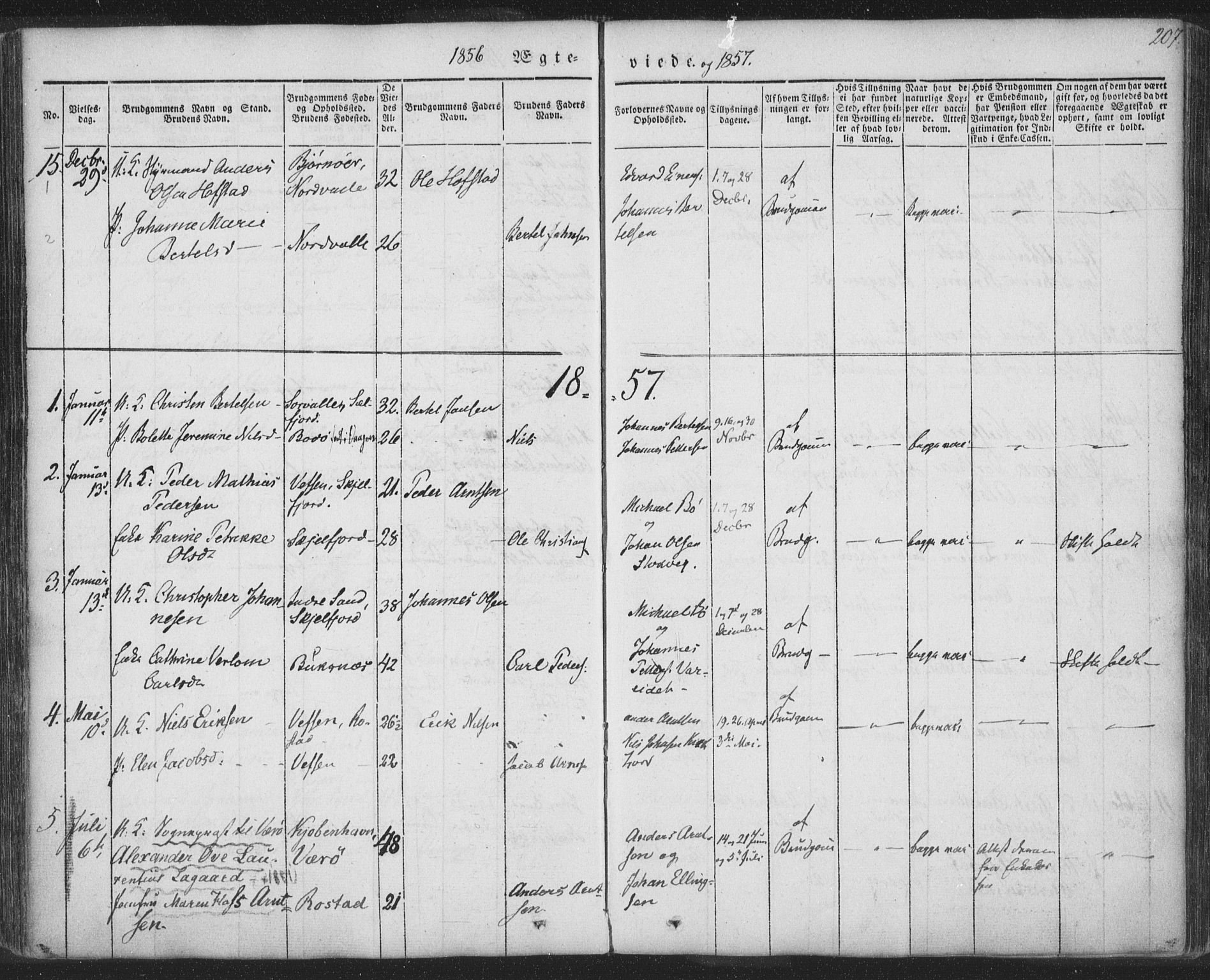 Ministerialprotokoller, klokkerbøker og fødselsregistre - Nordland, AV/SAT-A-1459/885/L1202: Parish register (official) no. 885A03, 1838-1859, p. 207