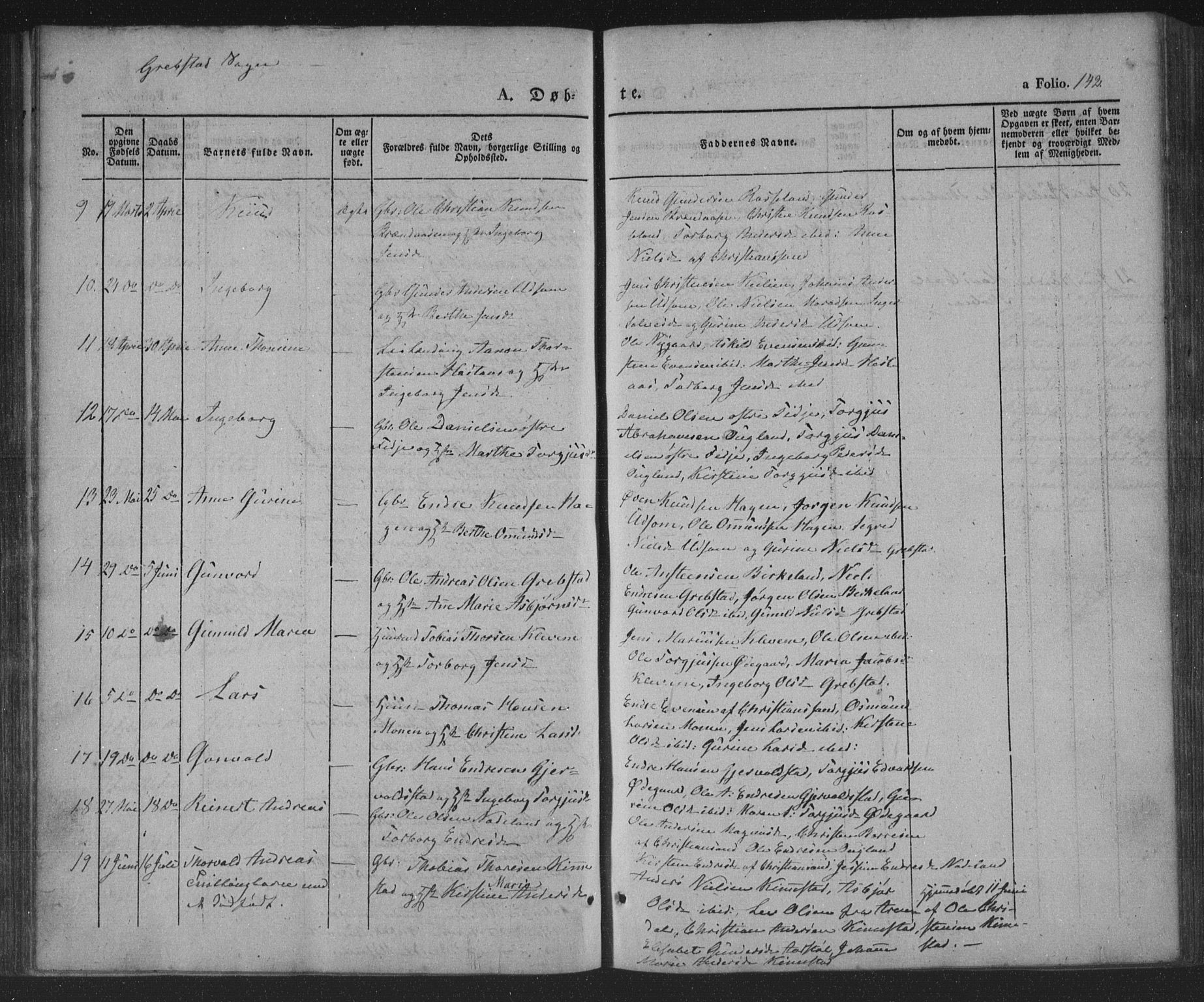 Søgne sokneprestkontor, AV/SAK-1111-0037/F/Fa/Fab/L0009: Parish register (official) no. A 9, 1838-1853, p. 142