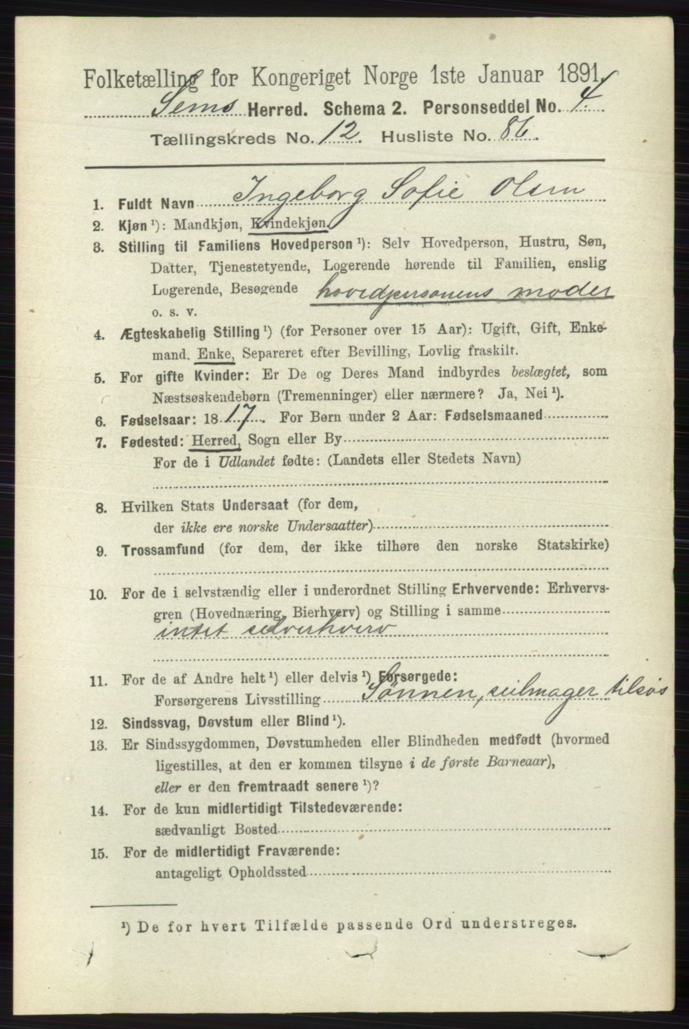 RA, 1891 census for 0721 Sem, 1891, p. 6302