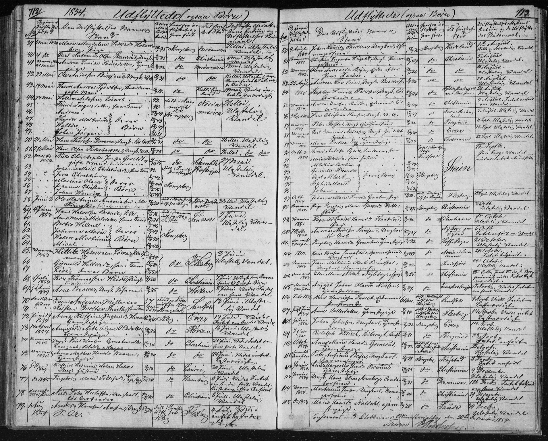 Kongsberg kirkebøker, SAKO/A-22/F/Fa/L0009: Parish register (official) no. I 9, 1839-1858, p. 712-713