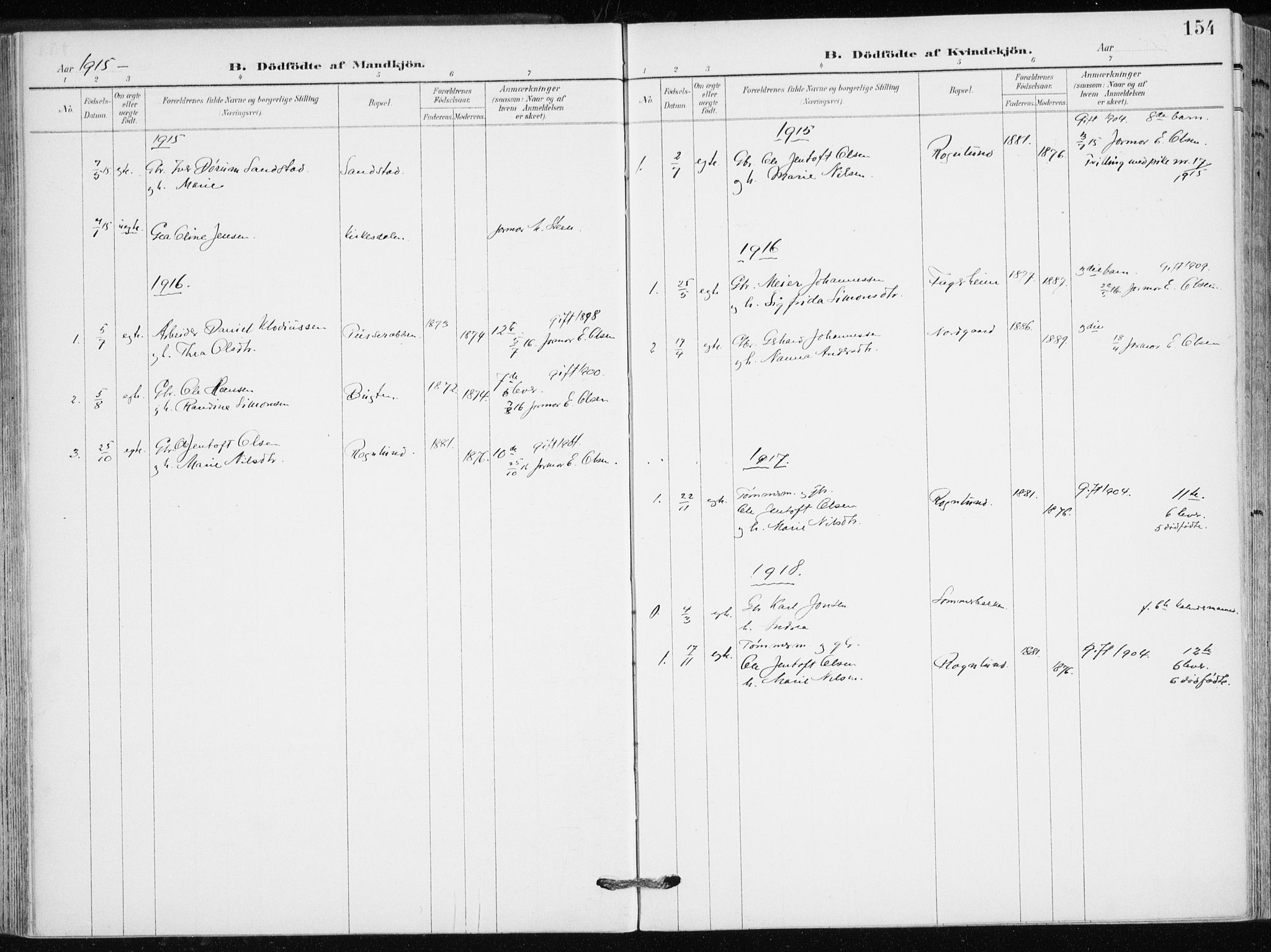 Målselv sokneprestembete, AV/SATØ-S-1311/G/Ga/Gaa/L0011kirke: Parish register (official) no. 11, 1904-1918, p. 154