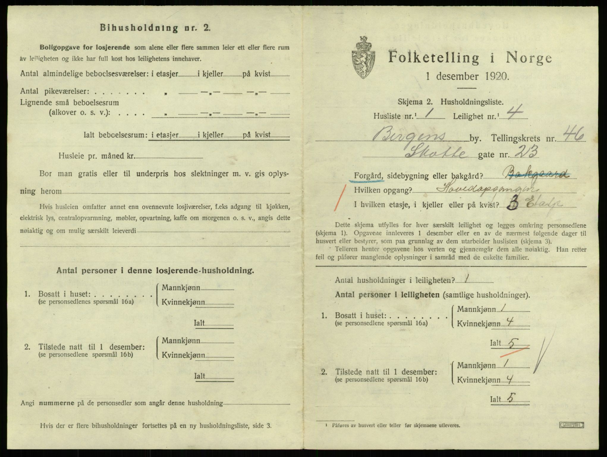 SAB, 1920 census for Bergen, 1920, p. 27645