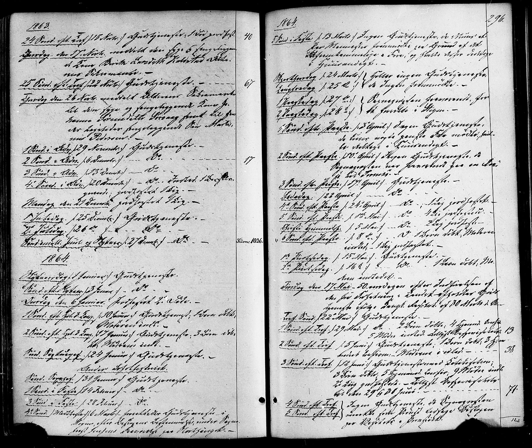 Ministerialprotokoller, klokkerbøker og fødselsregistre - Nordland, SAT/A-1459/859/L0845: Parish register (official) no. 859A05, 1863-1877, p. 296