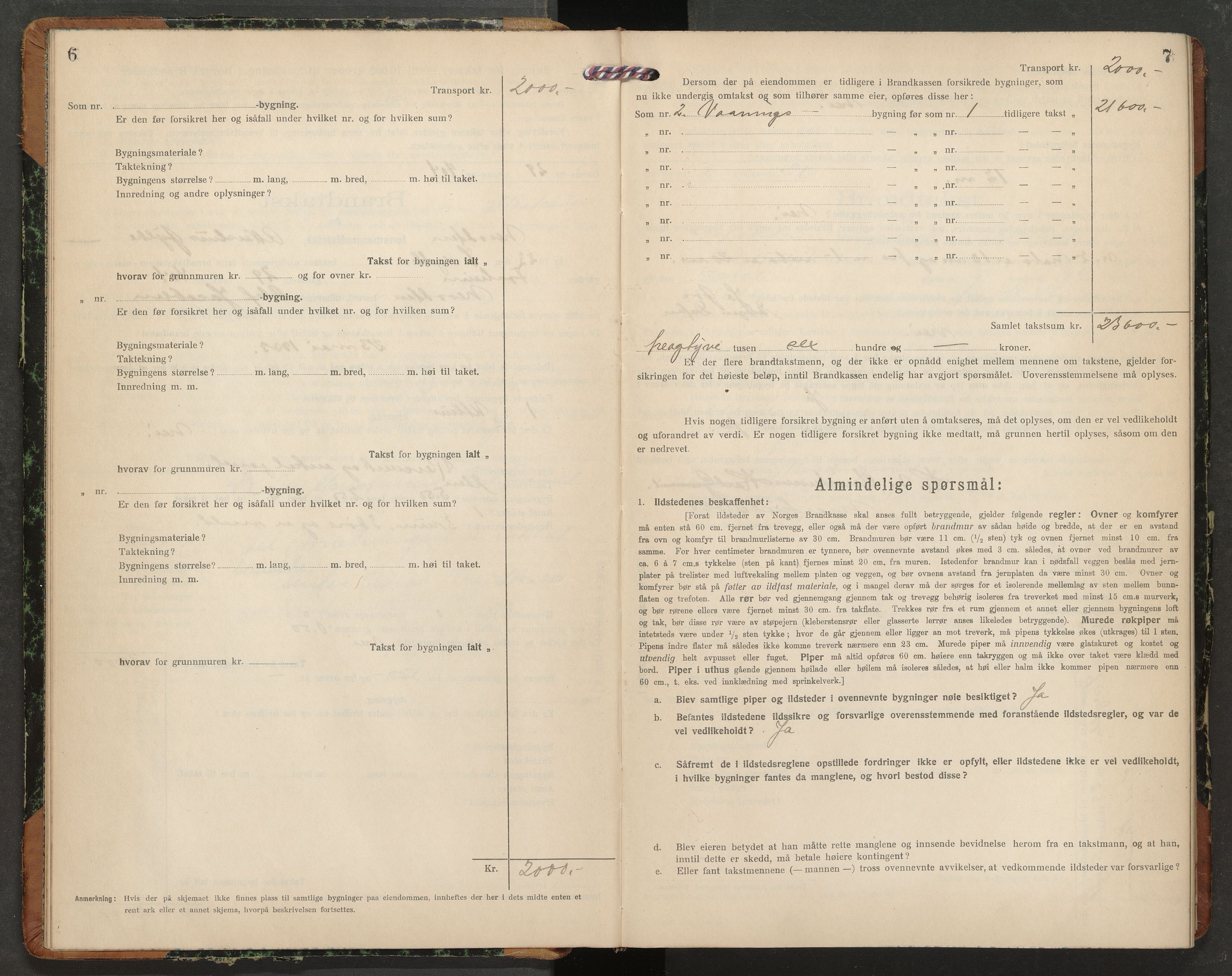 Norges brannkasse, branntakster Nesodden, AV/SAO-A-11393/F/Fb/L0005: Branntakstprotokoll, 1923-1932