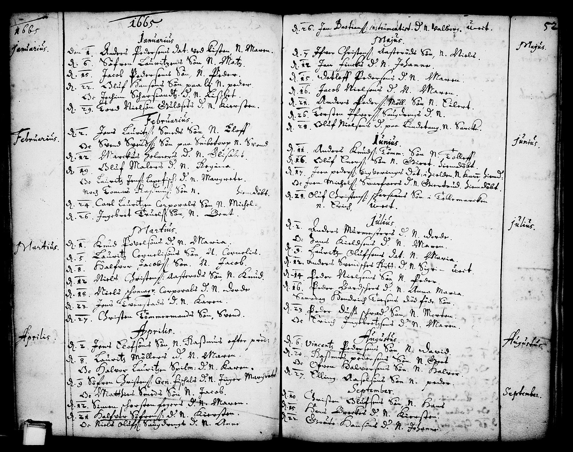 Skien kirkebøker, SAKO/A-302/F/Fa/L0001: Parish register (official) no. 1, 1659-1679, p. 52
